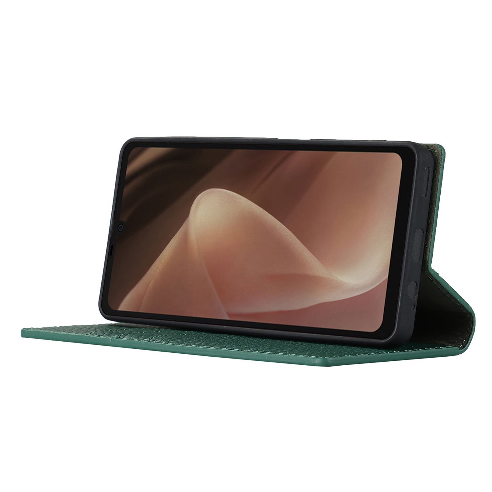 For Sharp Aquos Sense 7 Plus Stand Design Phone Cell Phone Cover Anti-Drop Litchi Texture Genuine Leather Case Flip Wallet with Hand Strap