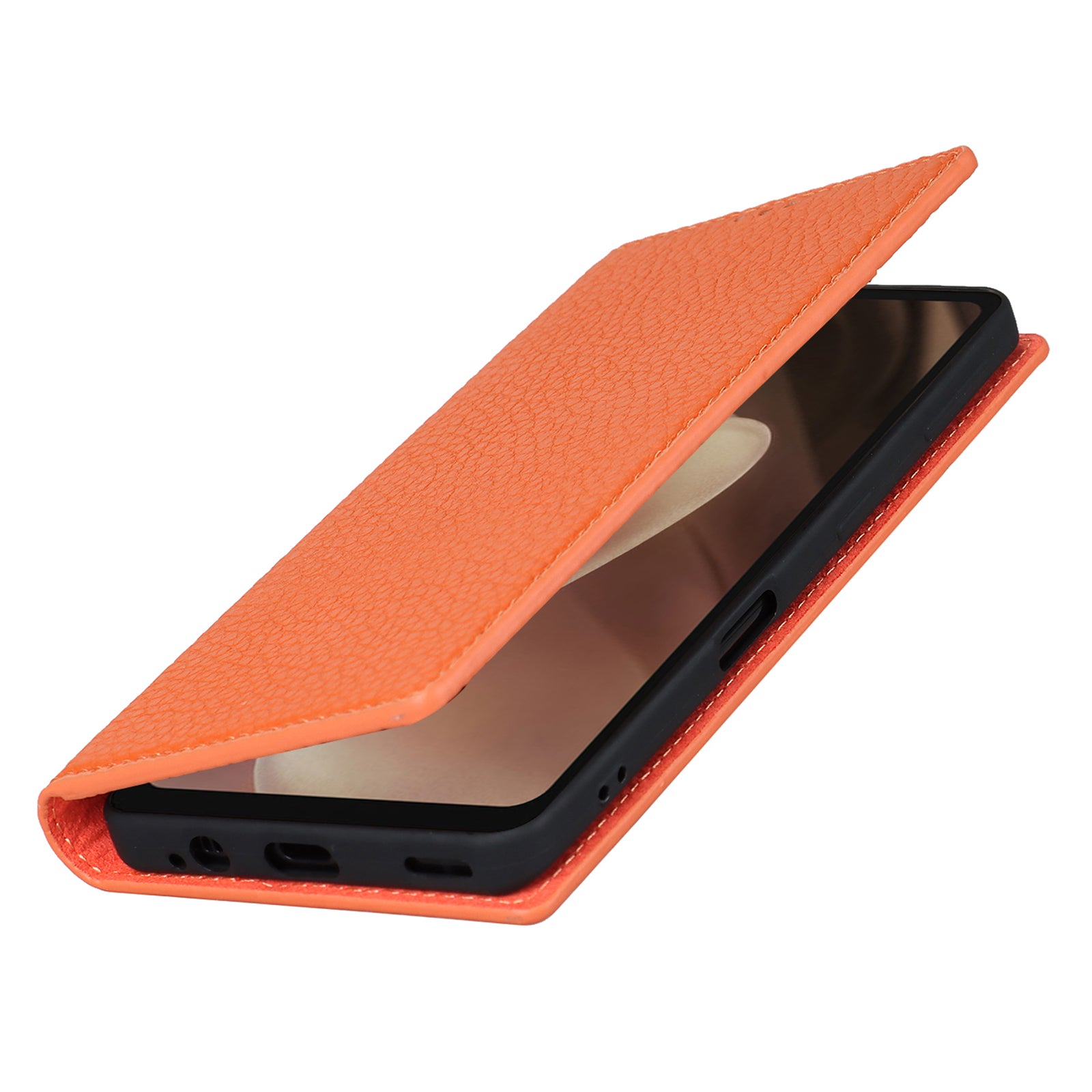 For Sharp Aquos Sense 7 Plus Stand Design Phone Cell Phone Cover Anti-Drop Litchi Texture Genuine Leather Case Flip Wallet with Hand Strap