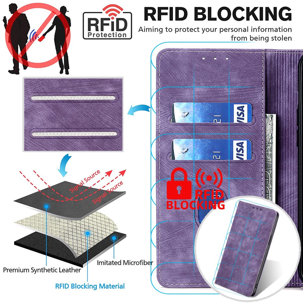For Xiaomi 13 Pro 5G Supporting Stand Phone Flip Cover RFID Blocking Wallet Shockproof PU Leather Magnetic Mobile Phone Case