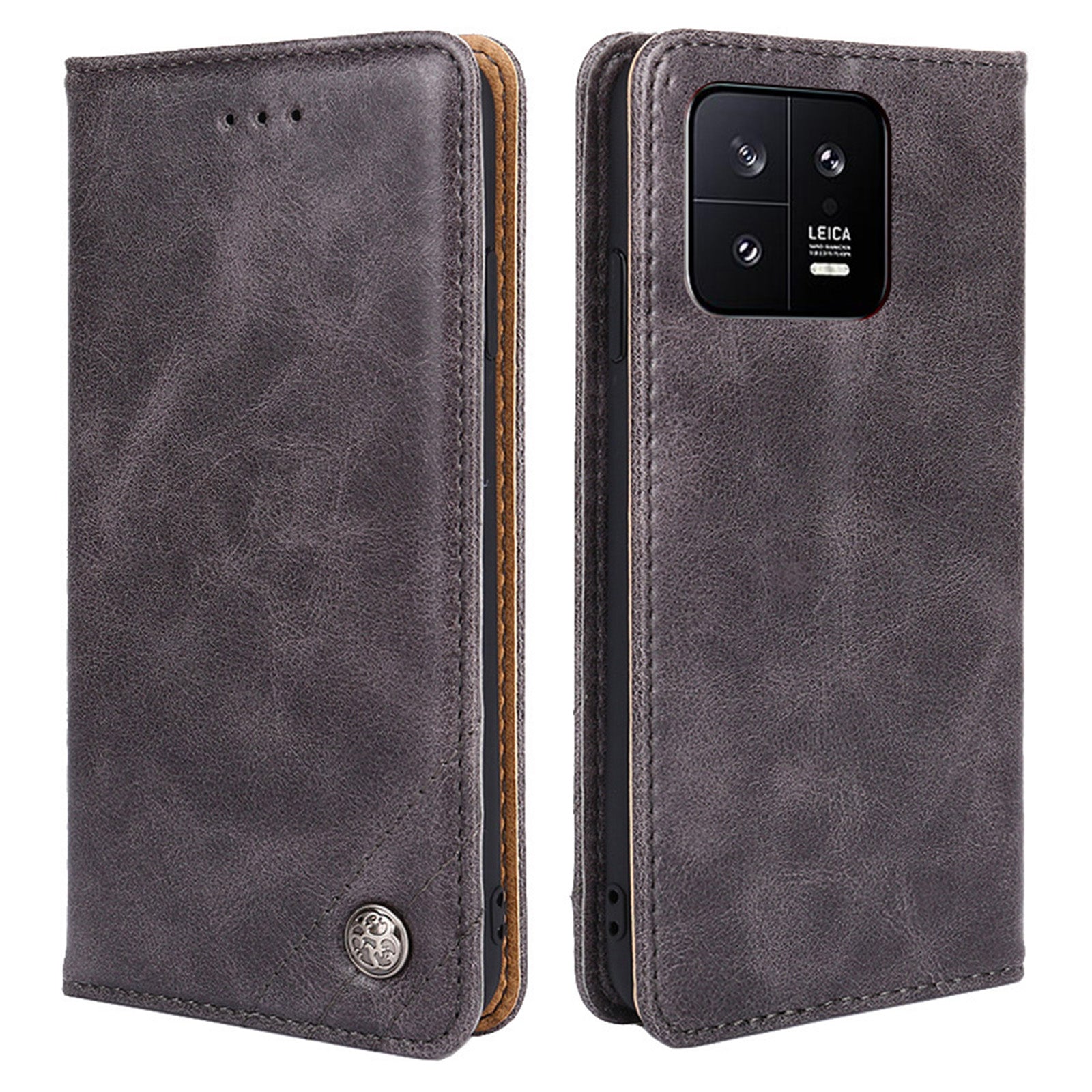 For Xiaomi 13 5G Triangle Stitching Line PU Leather Stand Phone Case Wallet Cell Phone Cover