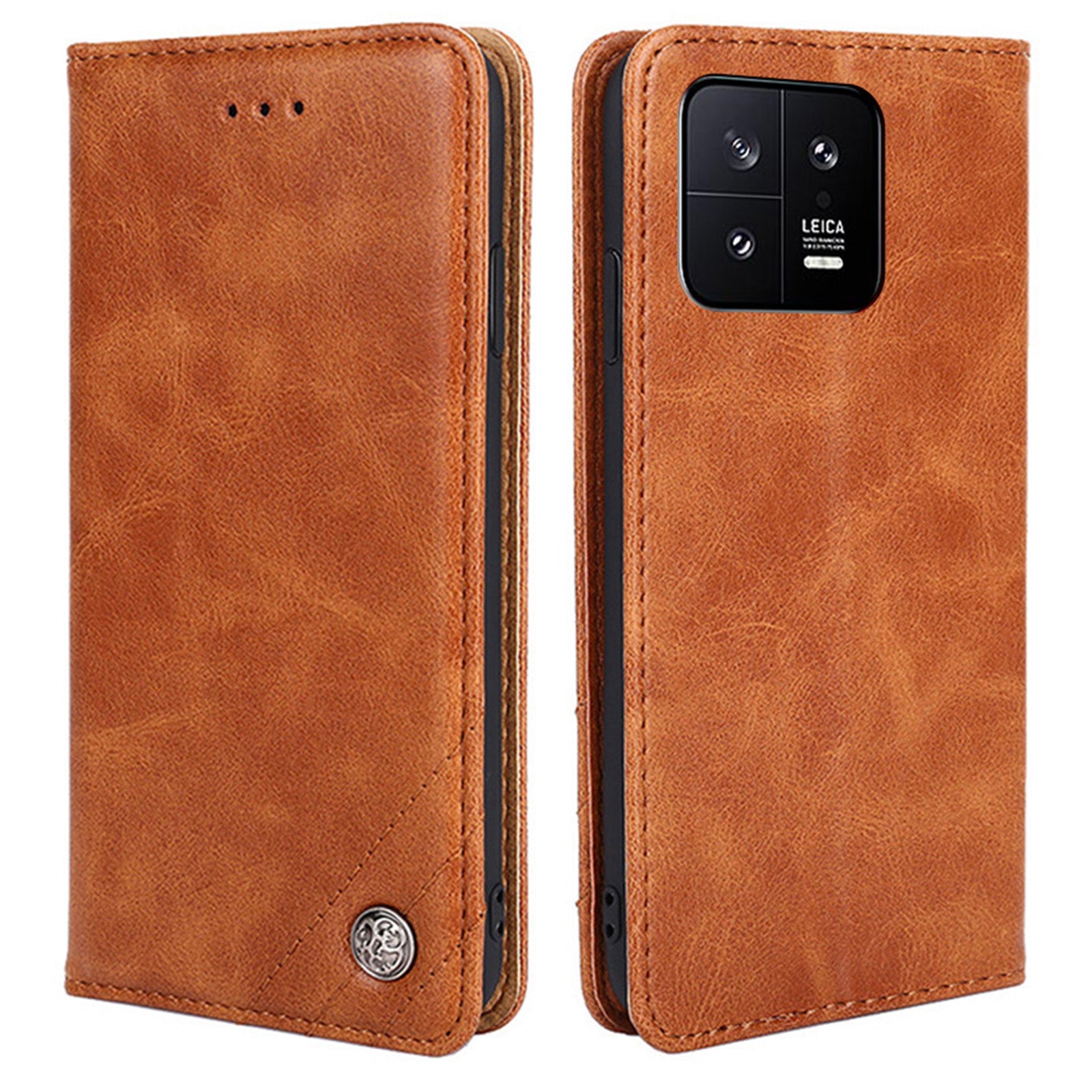 For Xiaomi 13 5G Triangle Stitching Line PU Leather Stand Phone Case Wallet Cell Phone Cover