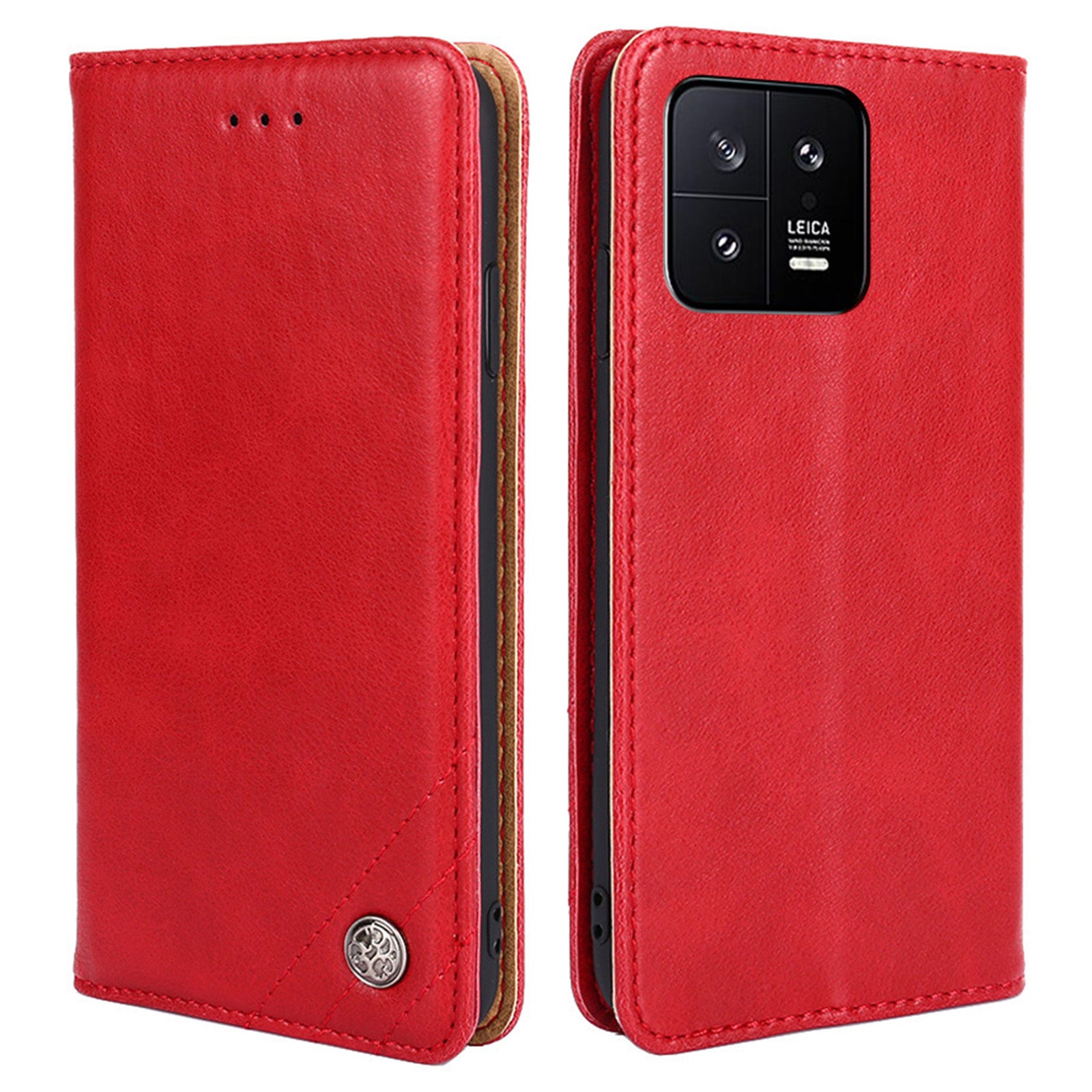 For Xiaomi 13 5G Triangle Stitching Line PU Leather Stand Phone Case Wallet Cell Phone Cover