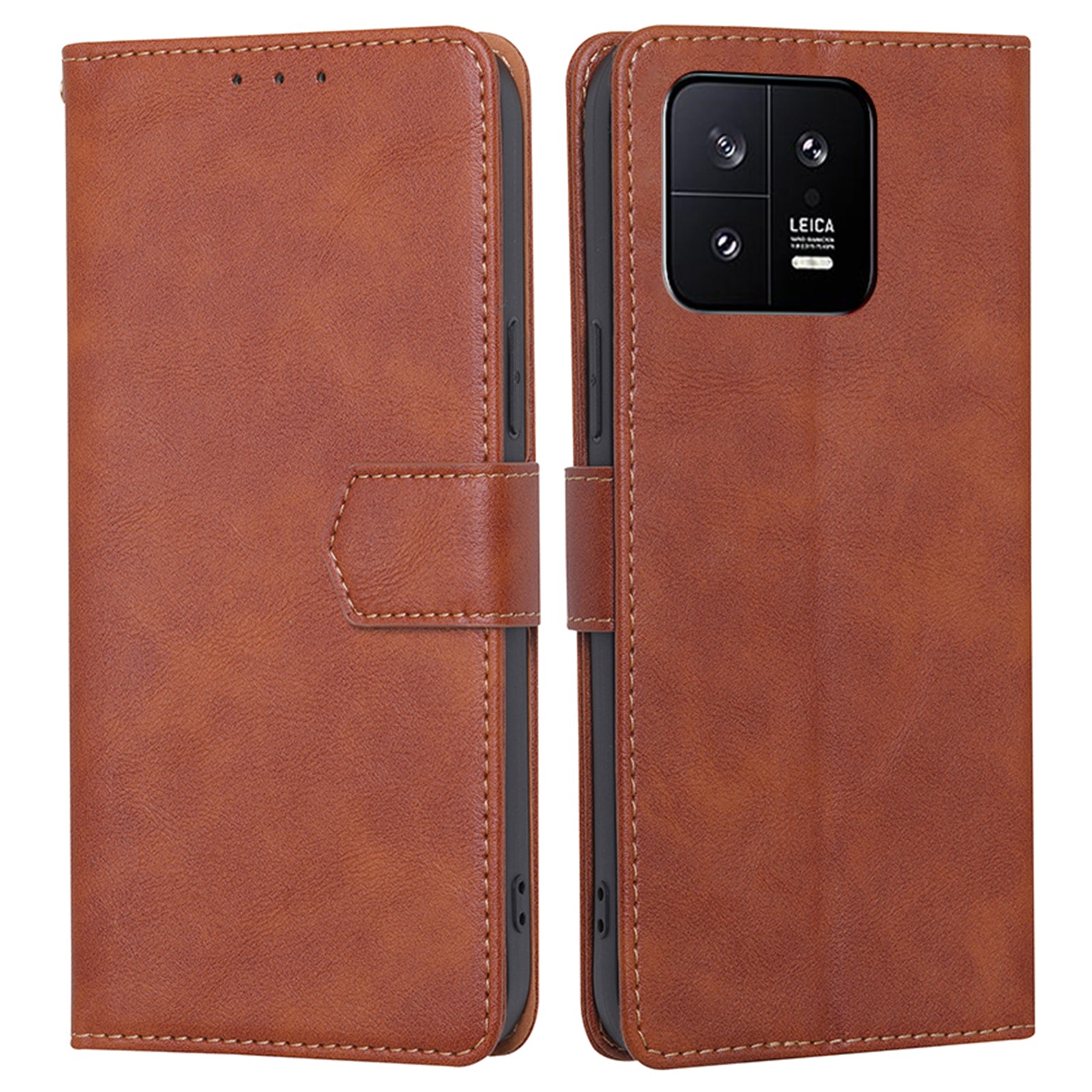 For Xiaomi 13 5G Anti-Scratch PU Leather Stand Wallet RFID Blocking Phone Cover Cowhide Texture Shockproof Phone Case
