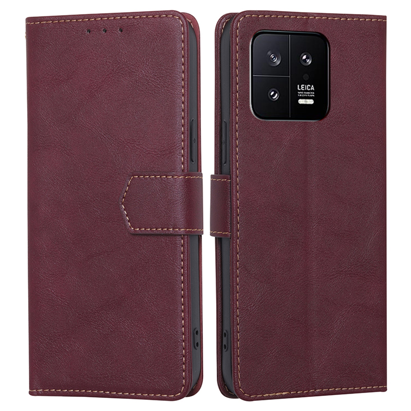 For Xiaomi 13 5G Anti-Scratch PU Leather Stand Wallet RFID Blocking Phone Cover Cowhide Texture Shockproof Phone Case