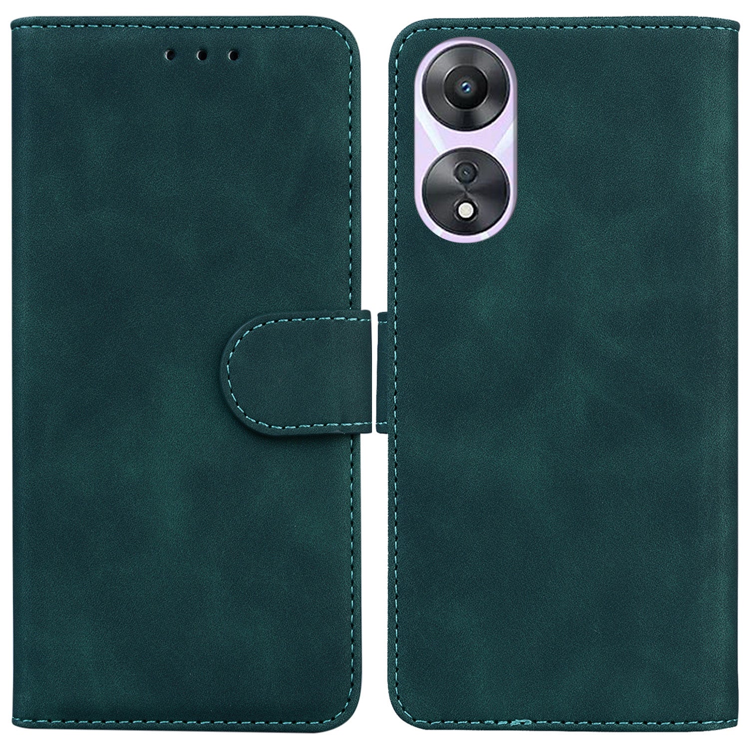 For Oppo A58 5G Shockproof Phone Stand Cover Anti-Scratch Solid Color PU Leather TPU Wallet Phone Case