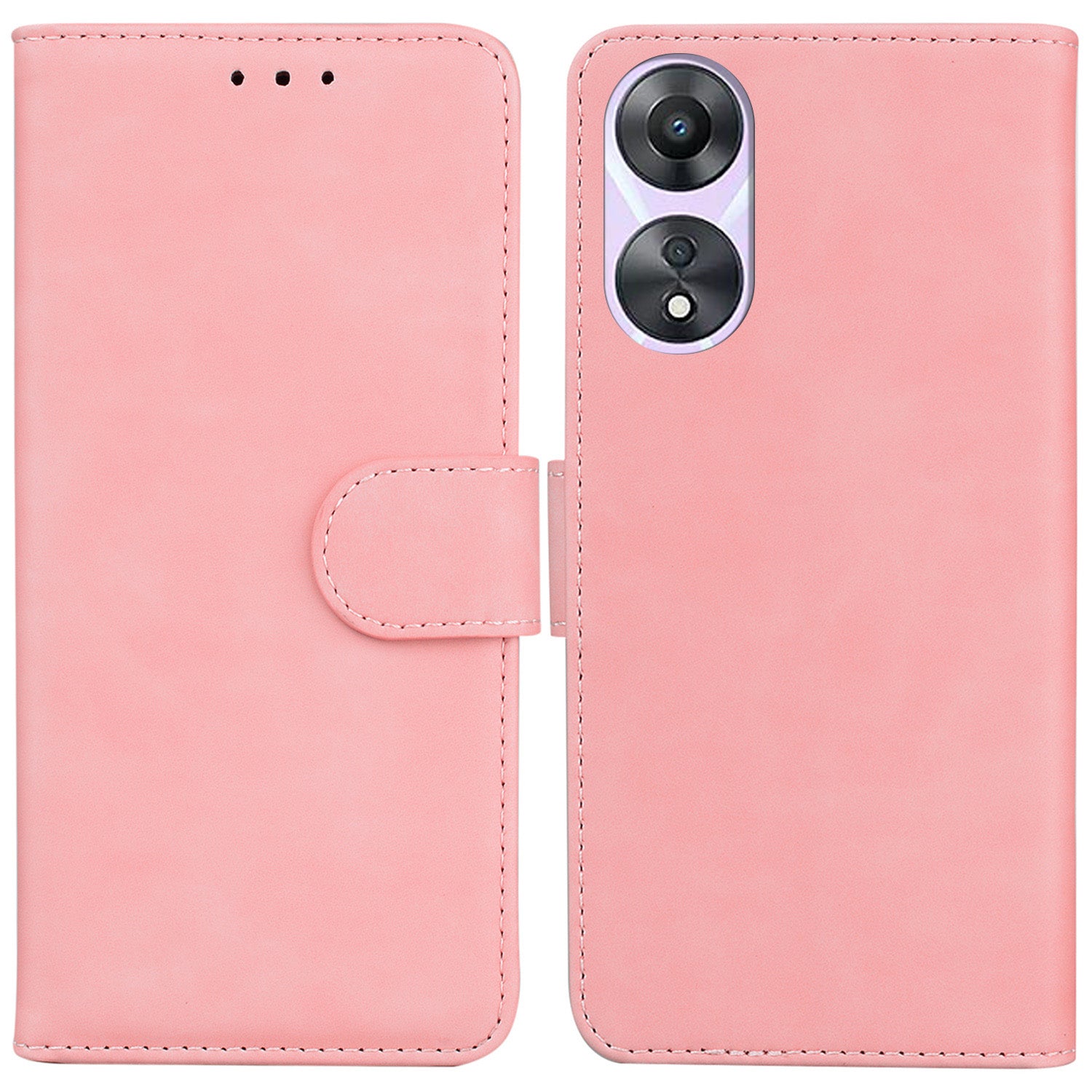 For Oppo A58 5G Shockproof Phone Stand Cover Anti-Scratch Solid Color PU Leather TPU Wallet Phone Case