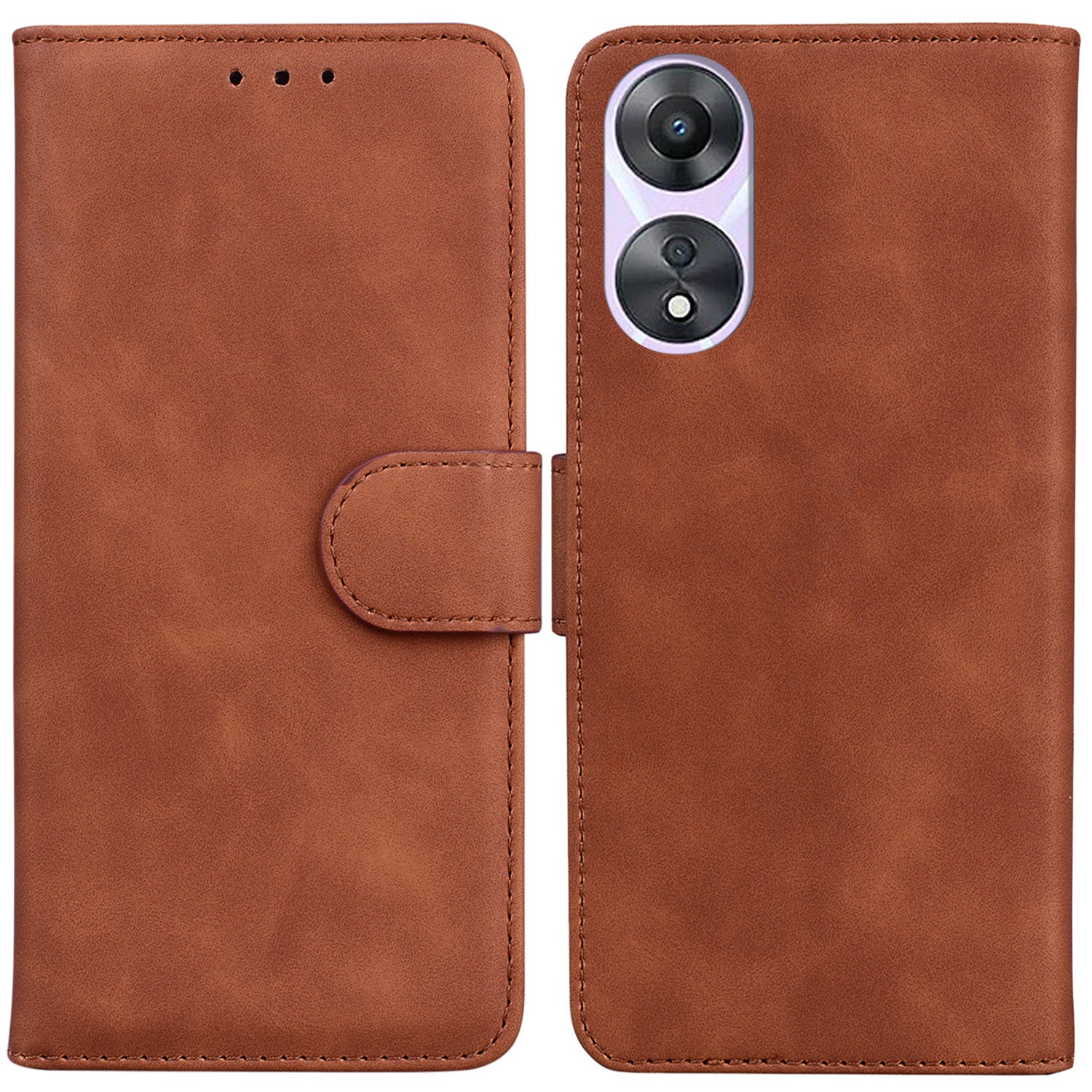For Oppo A58 5G Shockproof Phone Stand Cover Anti-Scratch Solid Color PU Leather TPU Wallet Phone Case