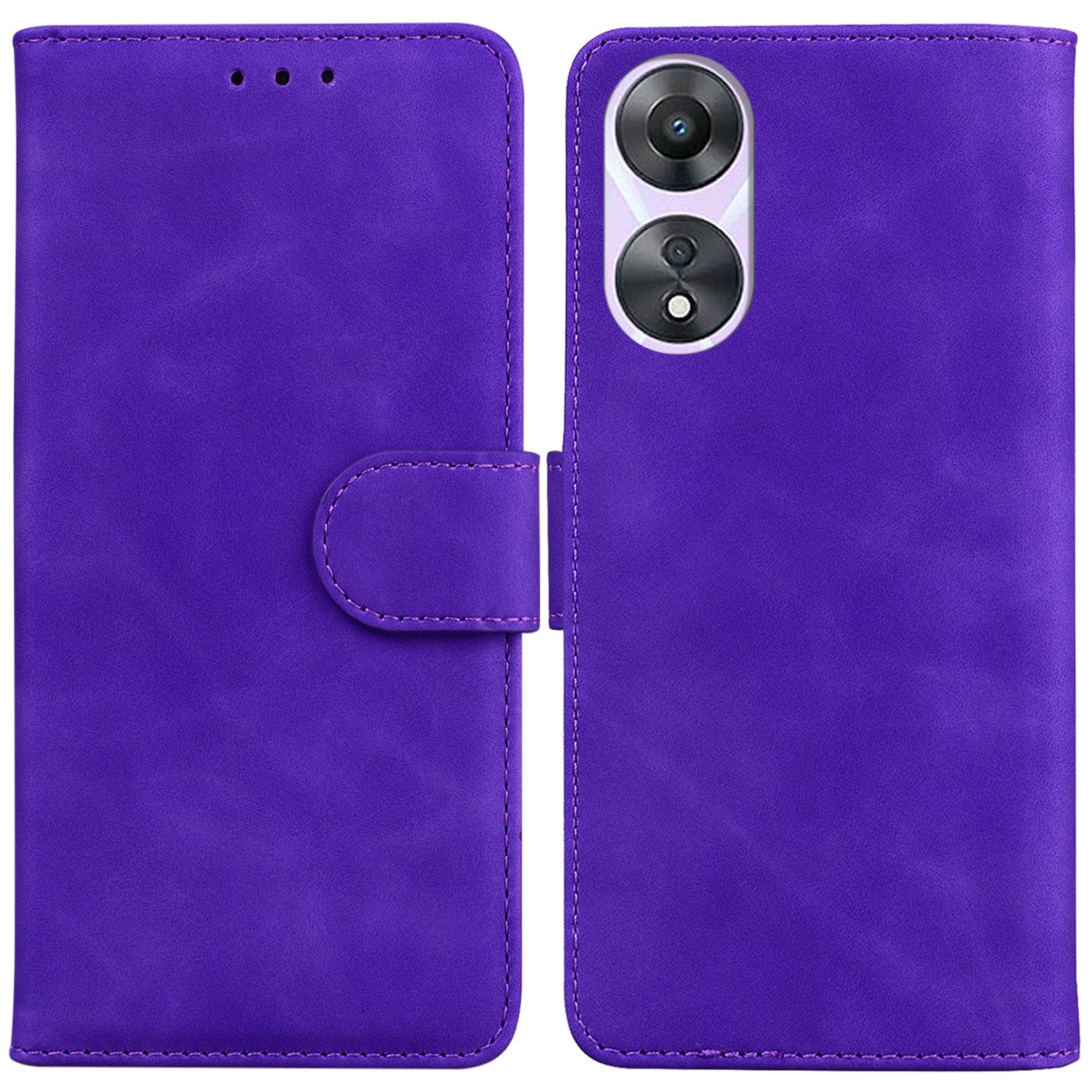 For Oppo A58 5G Shockproof Phone Stand Cover Anti-Scratch Solid Color PU Leather TPU Wallet Phone Case
