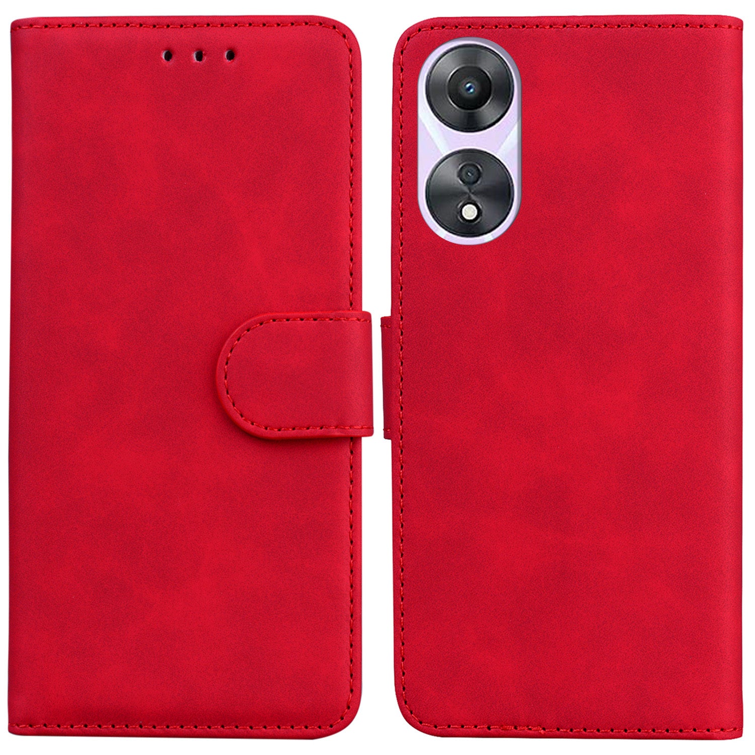 For Oppo A58 5G Shockproof Phone Stand Cover Anti-Scratch Solid Color PU Leather TPU Wallet Phone Case