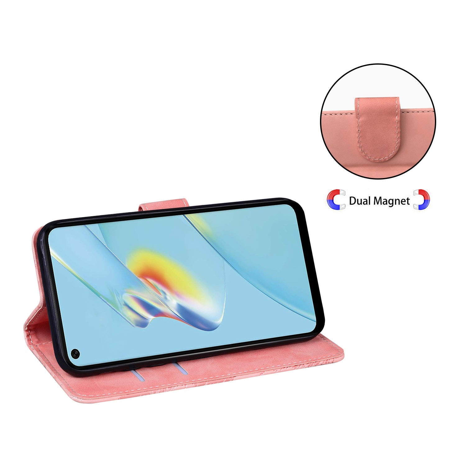 For Oppo A58 5G Mobile Phone Wallet Stand Phone Case Butterfly Pattern Printing PU Leather Skin-touch Feeling Cover