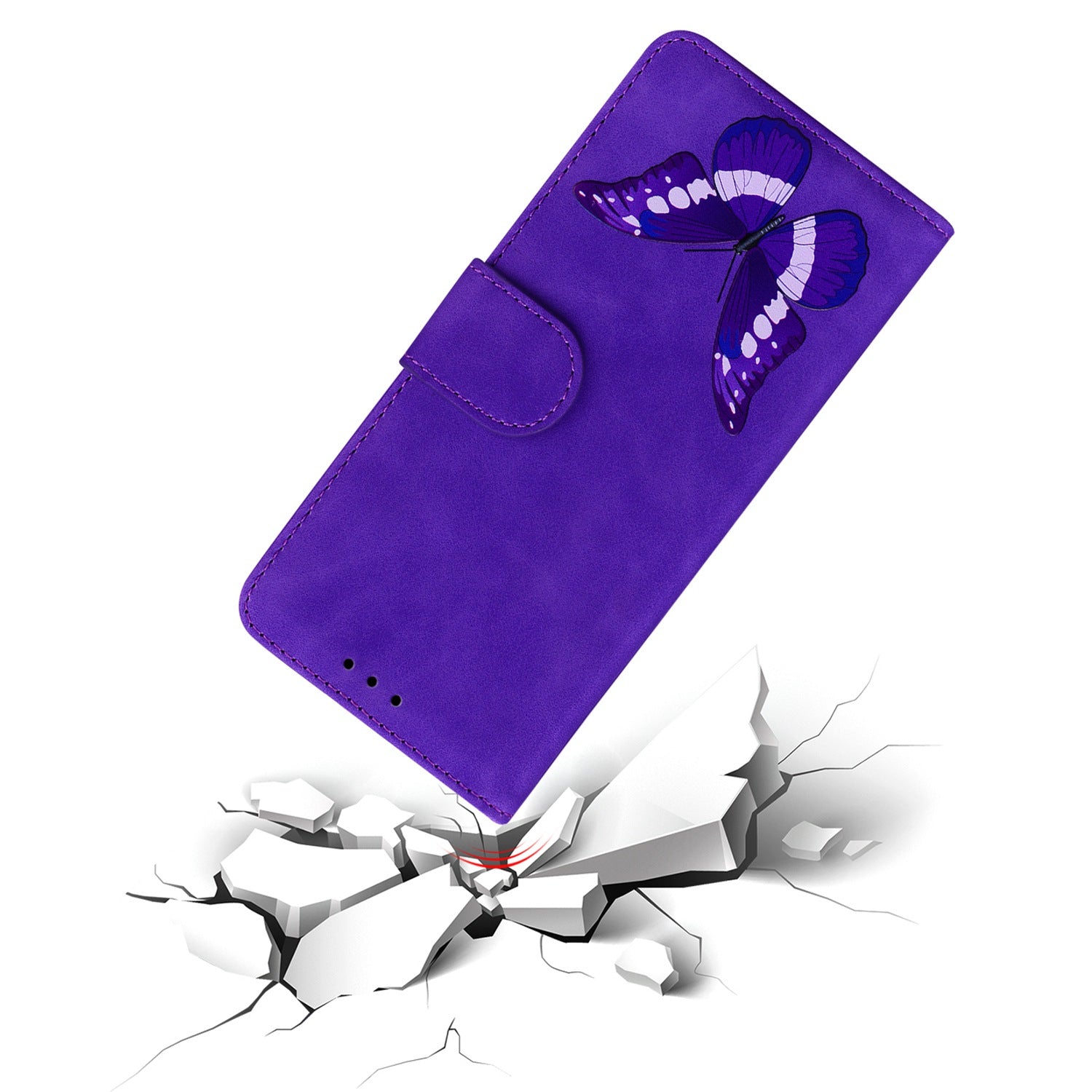 For Oppo A58 5G Mobile Phone Wallet Stand Phone Case Butterfly Pattern Printing PU Leather Skin-touch Feeling Cover