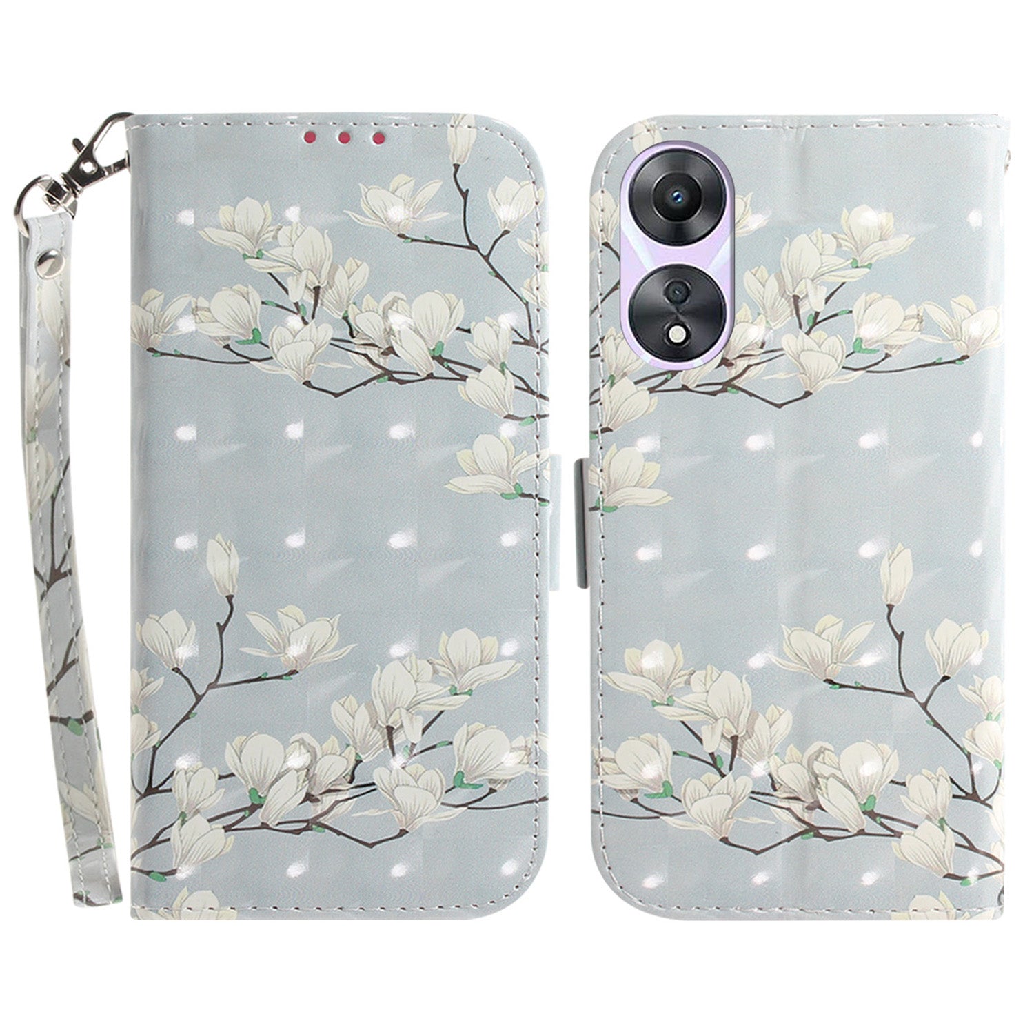 For Oppo A58 5G PU Leather 3D Pattern Printing Phone Cover Full Protection Stand Wallet Phone Case with Strap