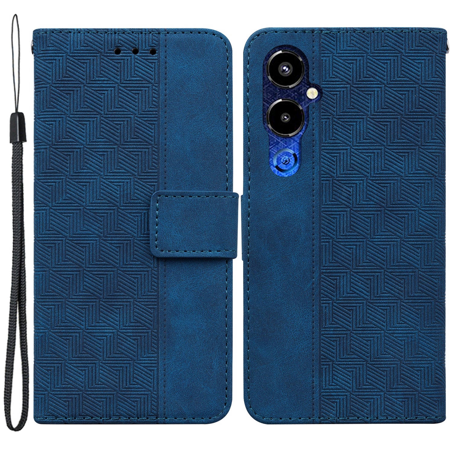 For Tecno Pova 4 Pro 4G Magnetic Closure Phone Case PU Leather Hand Strap Imprinted Geometry Pattern Stand Wallet Shockproof Flip Phone Shell