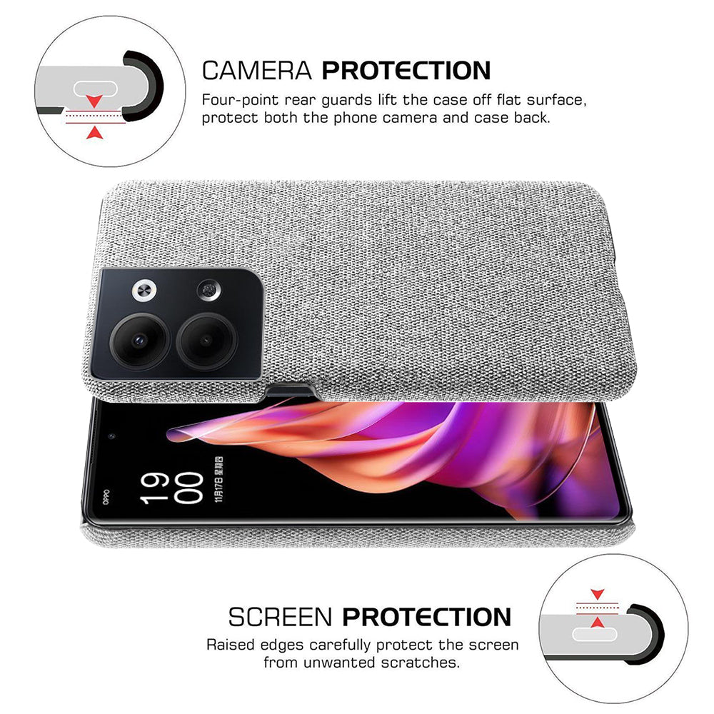 Pro Oppo Reno9 Pro 5G nárazuvzdorné pouzdro na chytrý telefon Jednobarevný pevný PC látkový kryt telefonu proti poškrábání