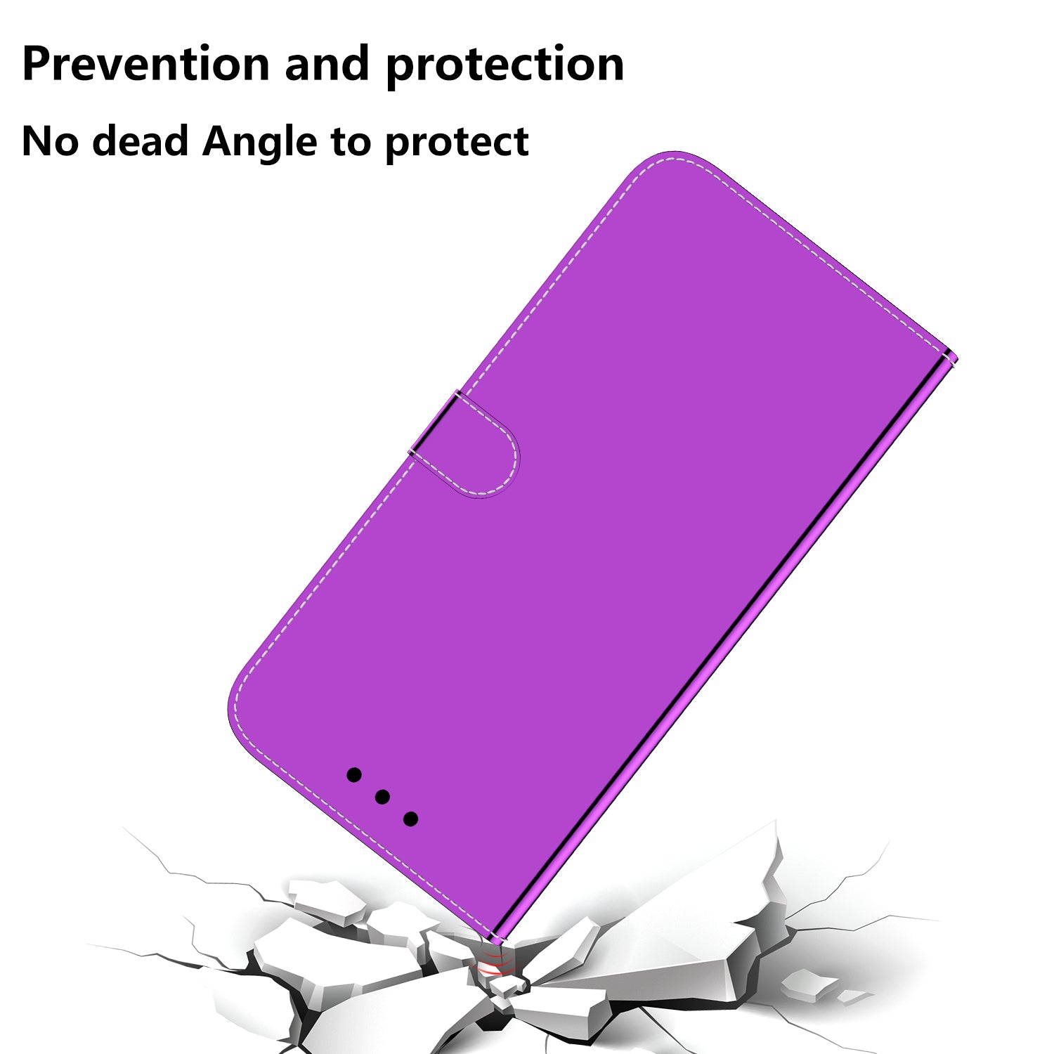 For Samsung Galaxy A34 5G Anti-Fingerprint PU Leather Wallet Phone Case Mirror-like Surface Magnetic Clasp Stand Flip Phone Cover with Strap