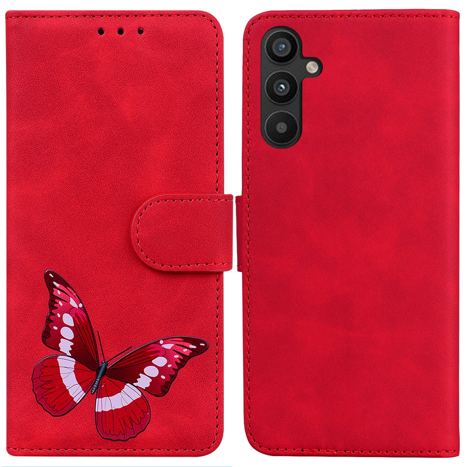 Butterfly Pattern Printing Wallet Phone Case for Samsung Galaxy A34 5G TPU PU Leather Skin-touch Feeling Phone Cover