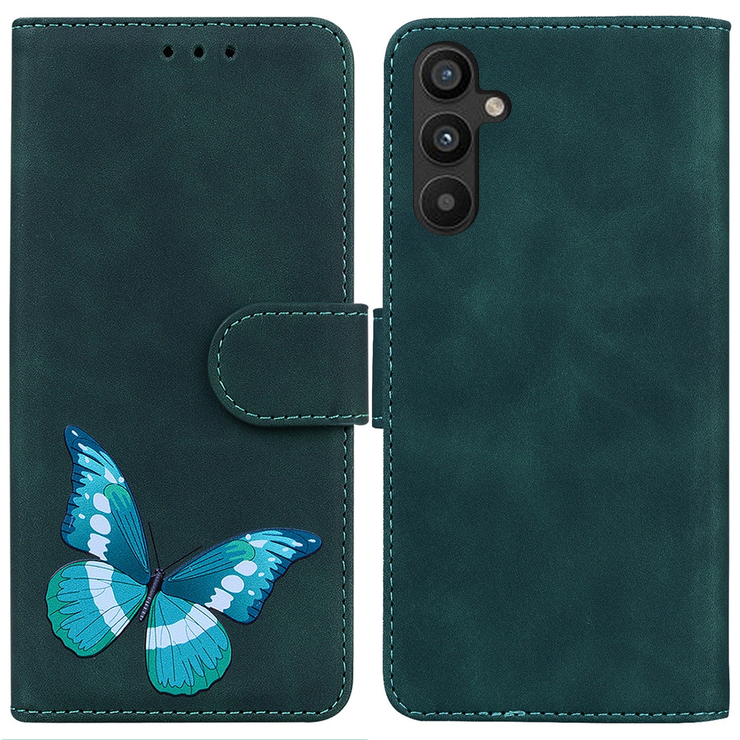 Til Samsung Galaxy A54 5G Butterfly Pattern Printing Stand PU Læder Skin-touch Cover Mobiltelefon Pung Case