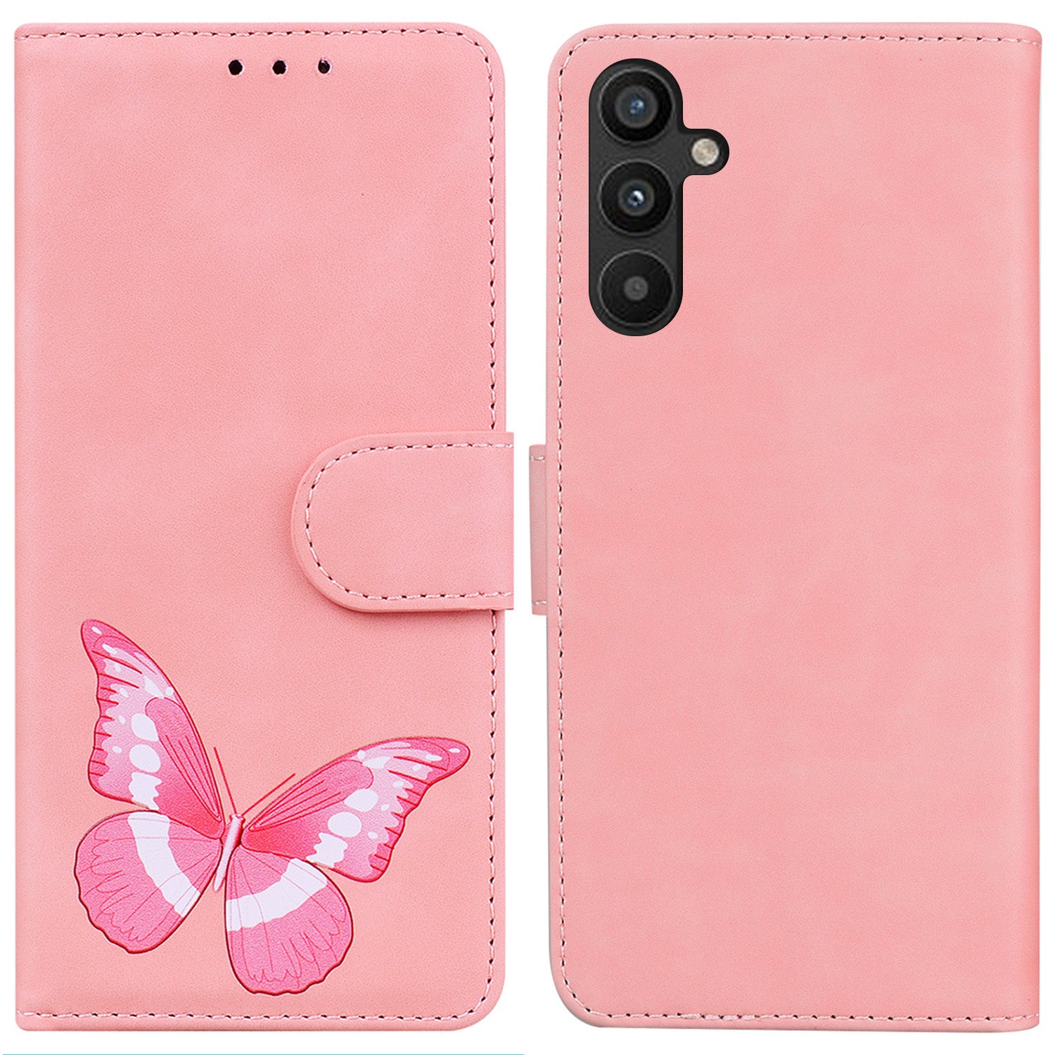 Til Samsung Galaxy A54 5G Butterfly Pattern Printing Stand PU Læder Skin-touch Cover Mobiltelefon Pung Case