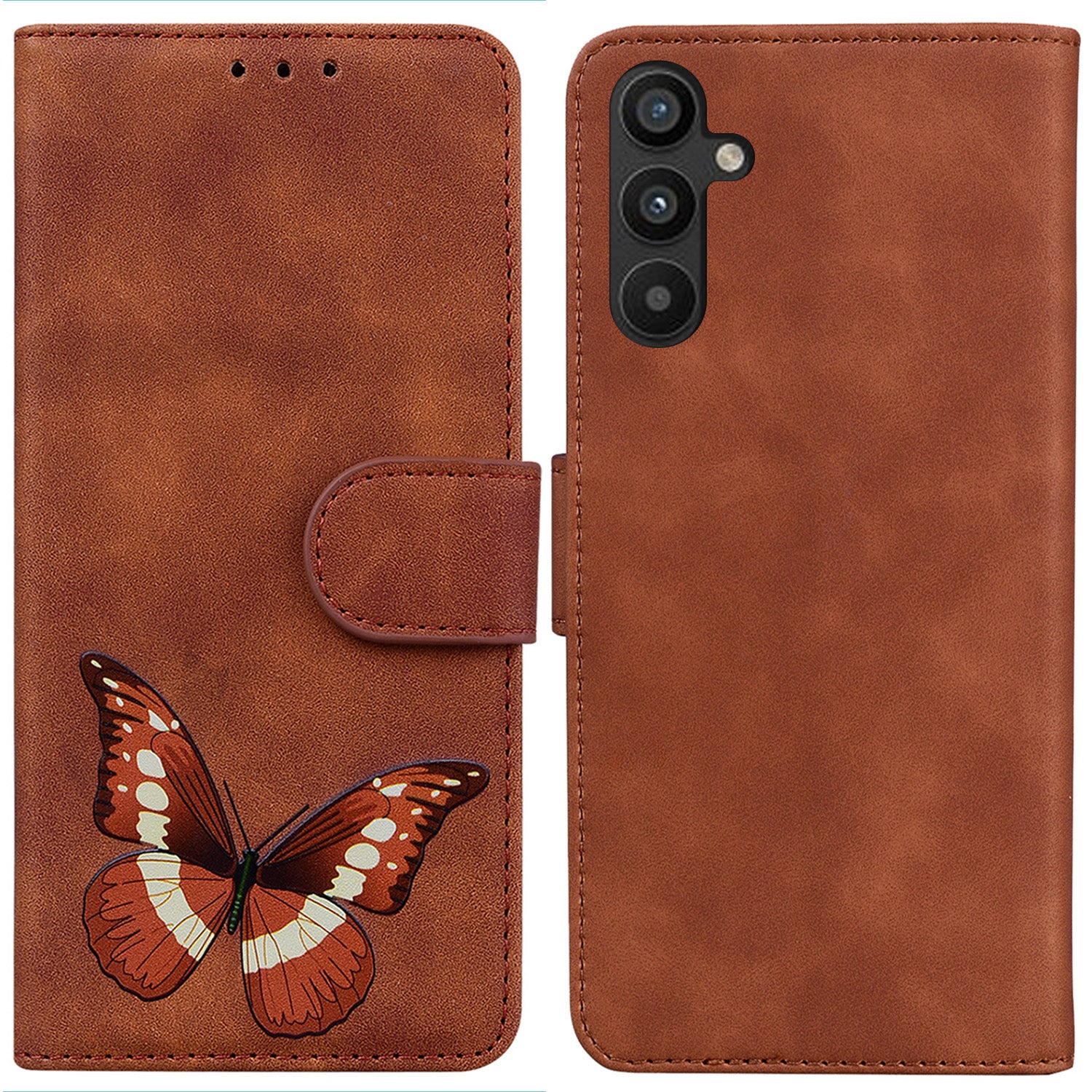 Til Samsung Galaxy A54 5G Butterfly Pattern Printing Stand PU Læder Skin-touch Cover Mobiltelefon Pung Case