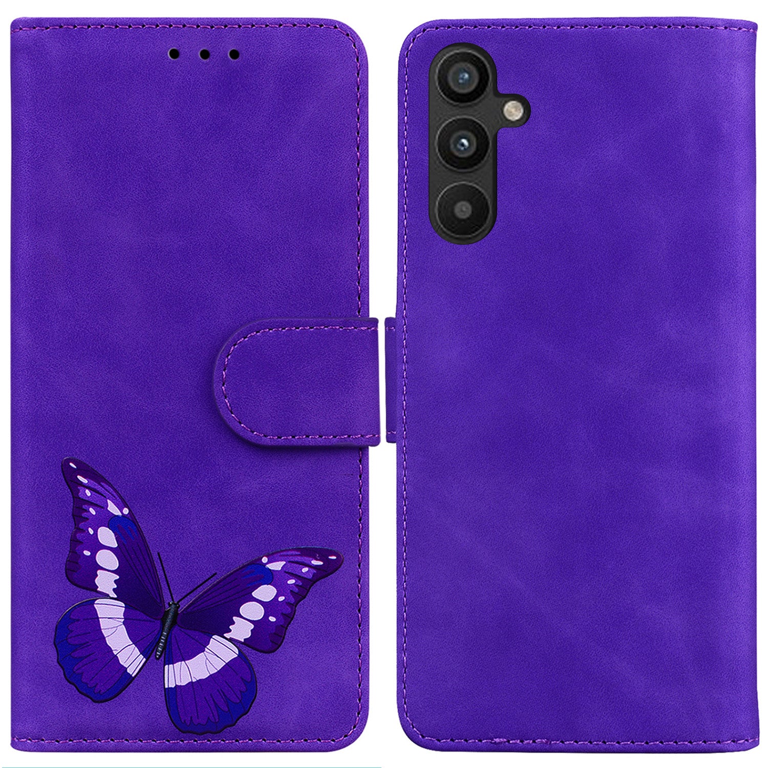 Til Samsung Galaxy A54 5G Butterfly Pattern Printing Stand PU Læder Skin-touch Cover Mobiltelefon Pung Case