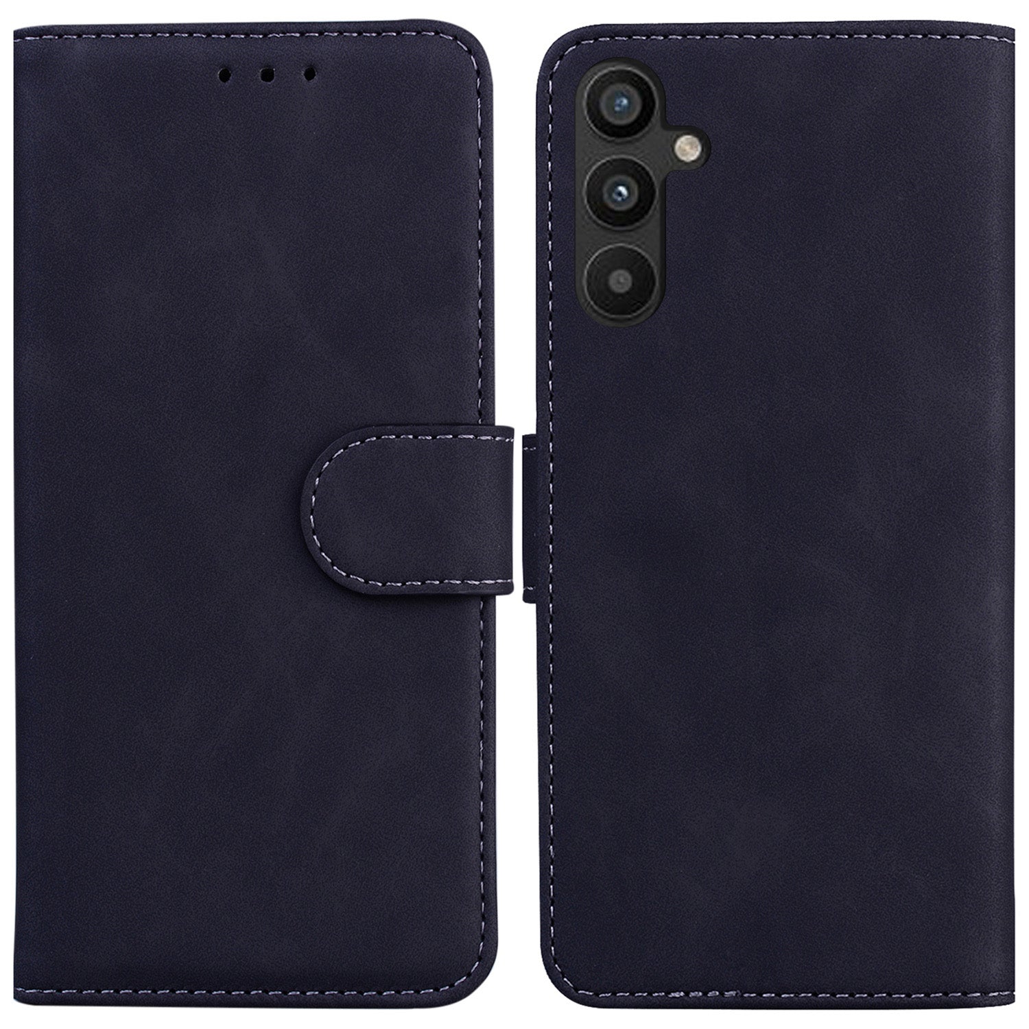 For Samsung Galaxy A54 5G Fingerprint-Proof Solid Color PU Leather Wallet Case Shockproof Phone Stand Cover