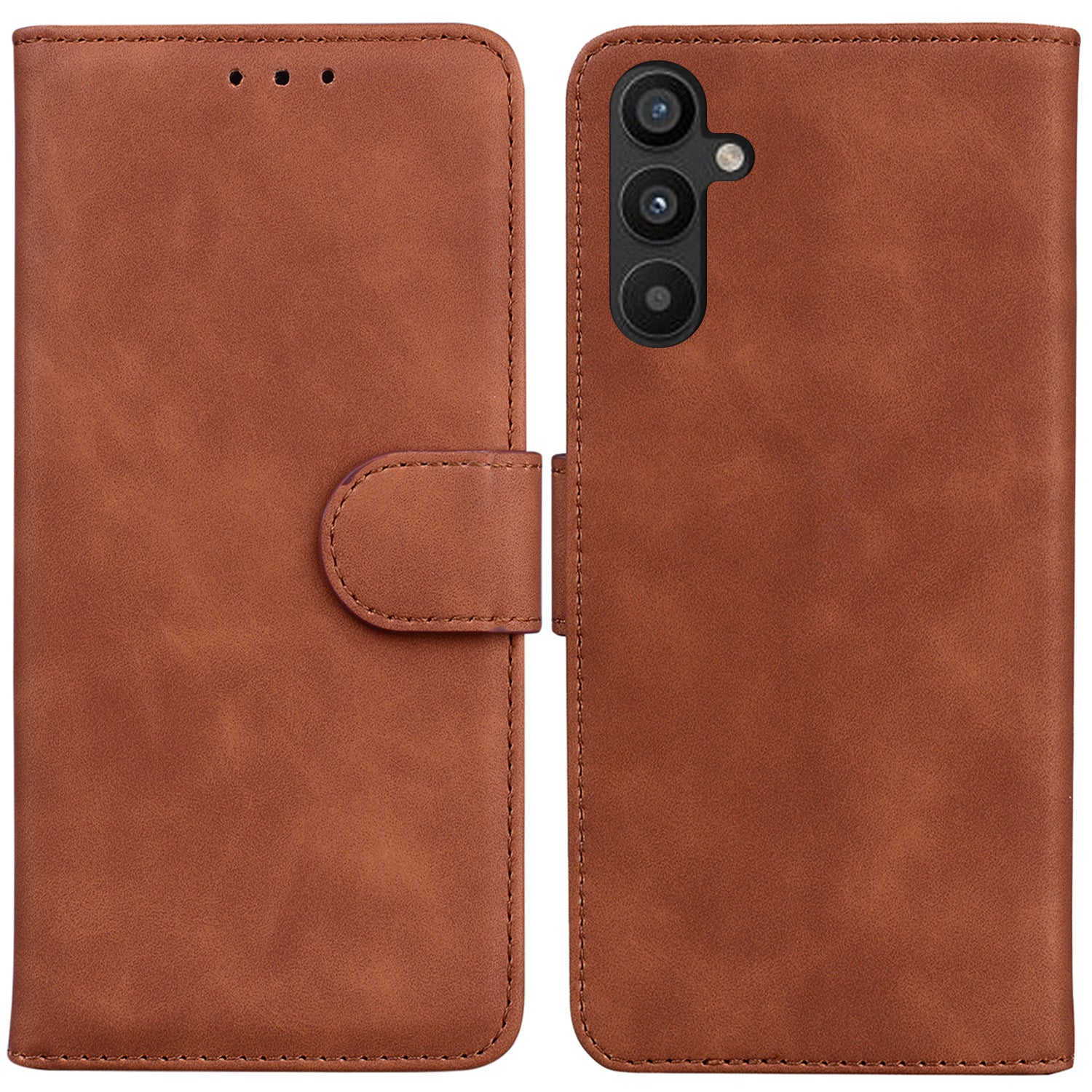 For Samsung Galaxy A54 5G Fingerprint-Proof Solid Color PU Leather Wallet Case Shockproof Phone Stand Cover