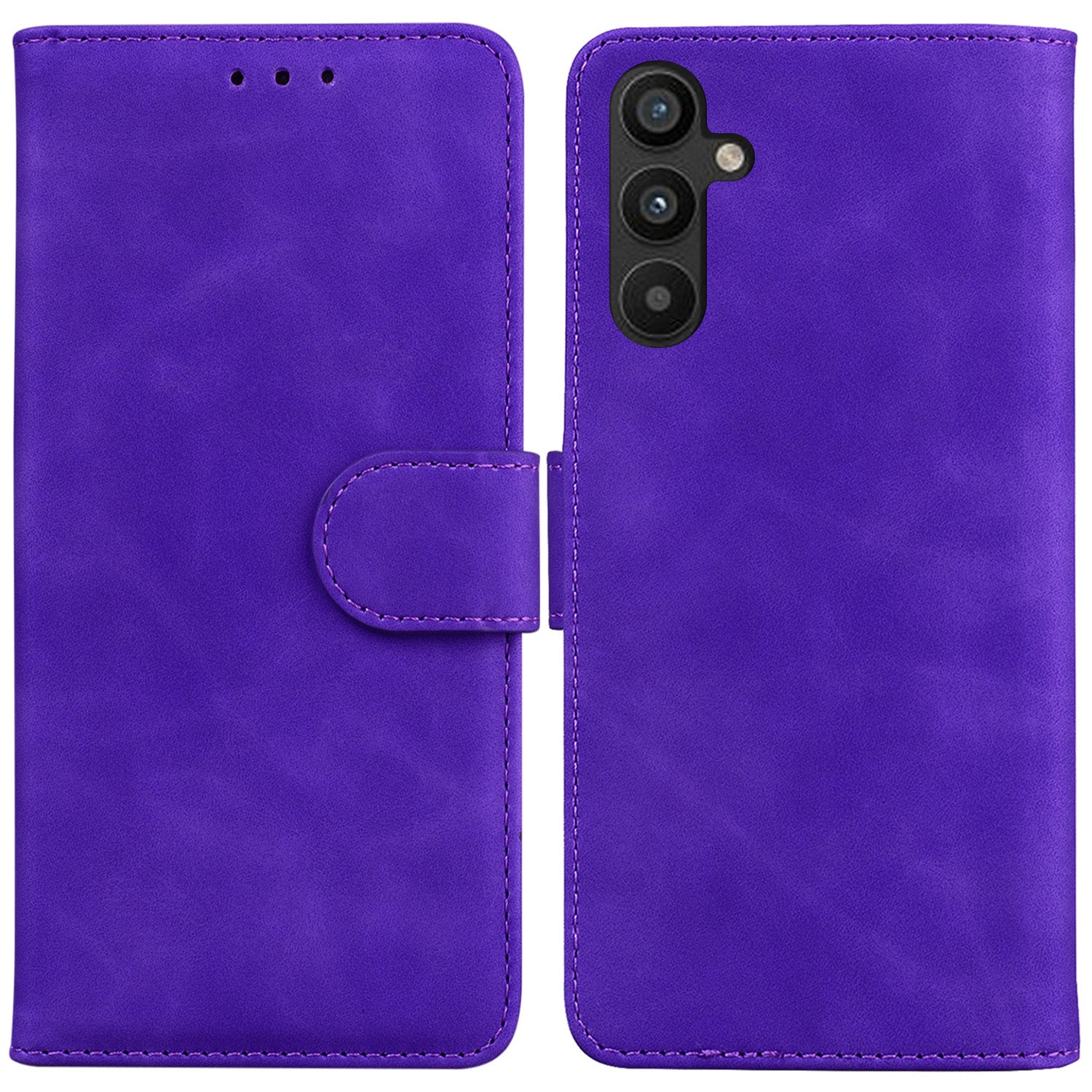 For Samsung Galaxy A54 5G Fingerprint-Proof Solid Color PU Leather Wallet Case Shockproof Phone Stand Cover