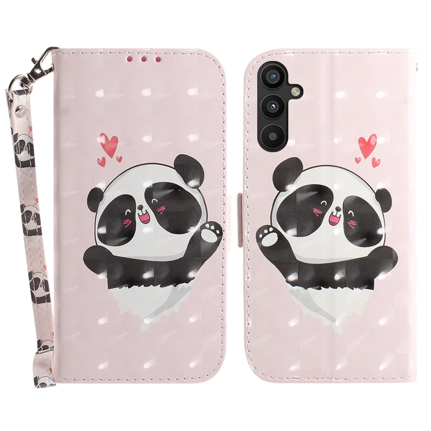 For Samsung Galaxy A54 5G PU Leather 3D Pattern Printing Stand Wallet Drop-proof Phone Case with Strap