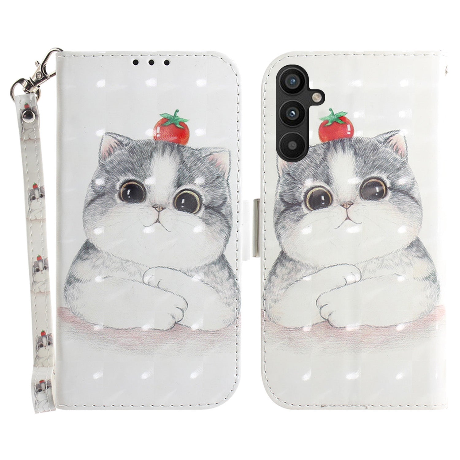 For Samsung Galaxy A54 5G PU Leather 3D Pattern Printing Stand Wallet Drop-proof Phone Case with Strap