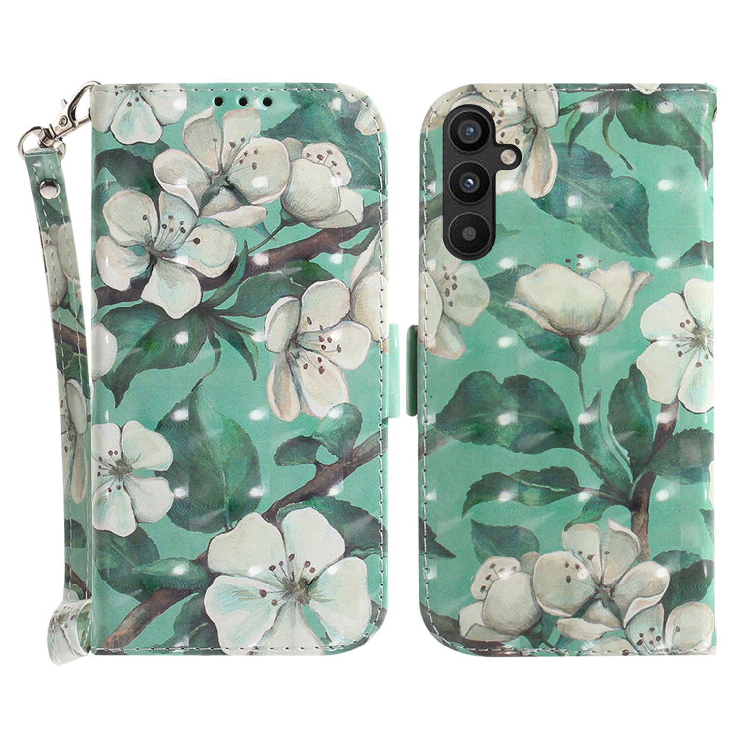 For Samsung Galaxy A54 5G PU Leather 3D Pattern Printing Stand Wallet Drop-proof Phone Case with Strap