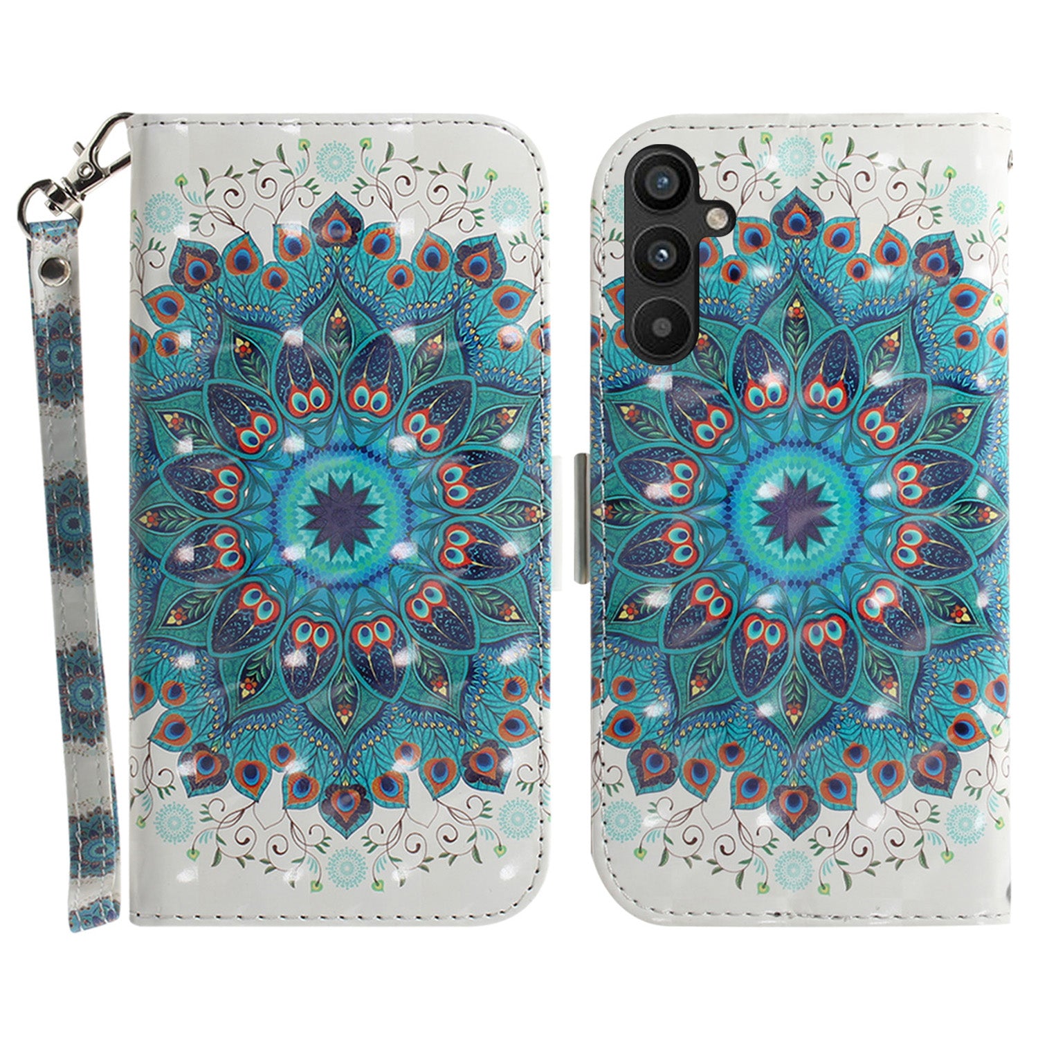 For Samsung Galaxy A54 5G PU Leather 3D Pattern Printing Stand Wallet Drop-proof Phone Case with Strap