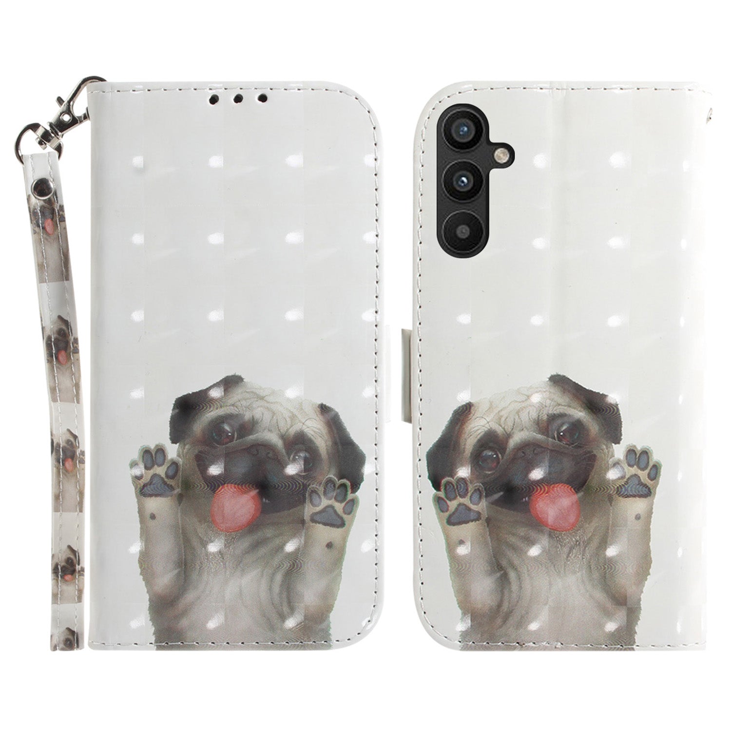 For Samsung Galaxy A54 5G PU Leather 3D Pattern Printing Stand Wallet Drop-proof Phone Case with Strap