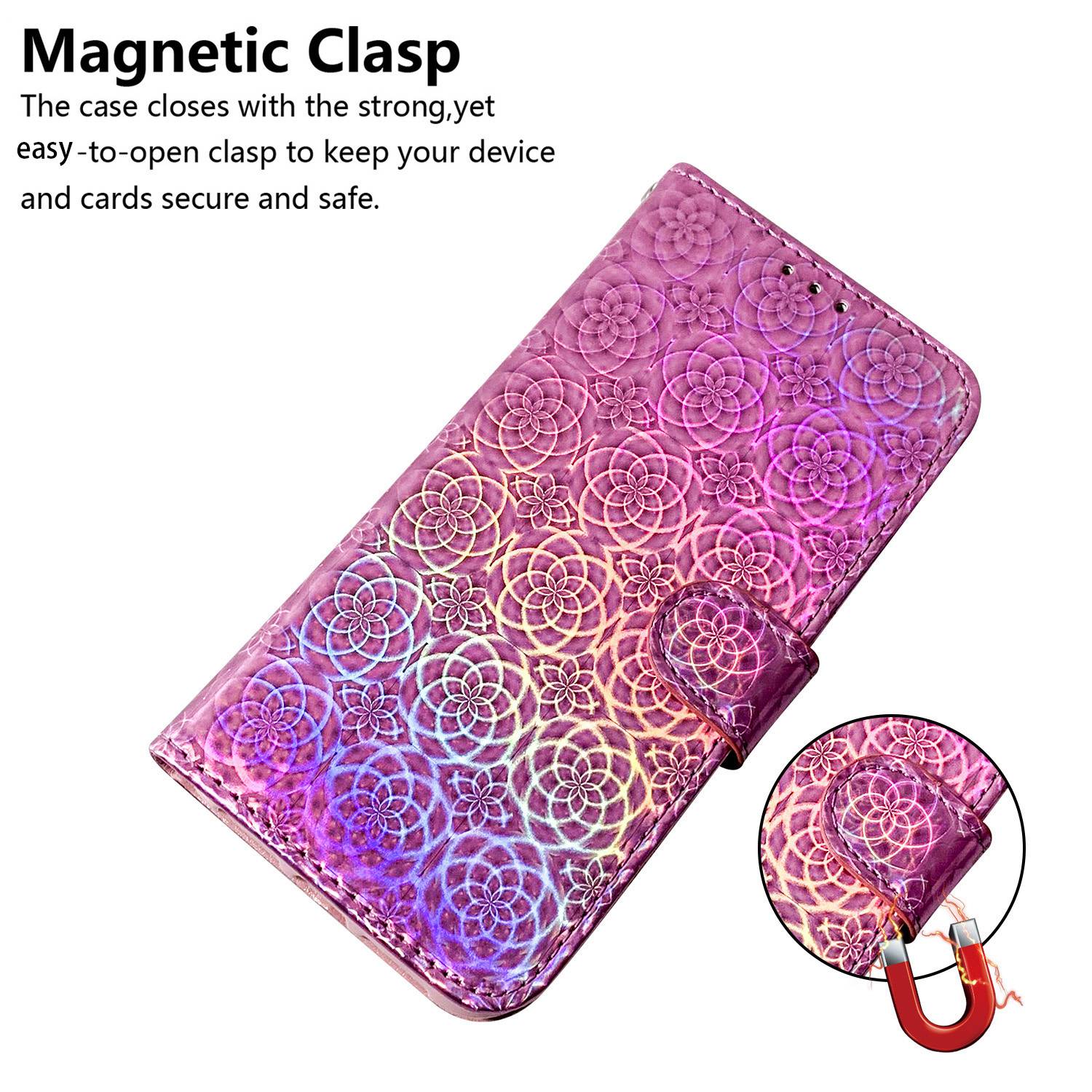 For Google Pixel 7a PU Leather Dazzling Flower Pattern Wallet Case Stand Magnetic Closure Bump Proof Flip Phone Cover with Strap