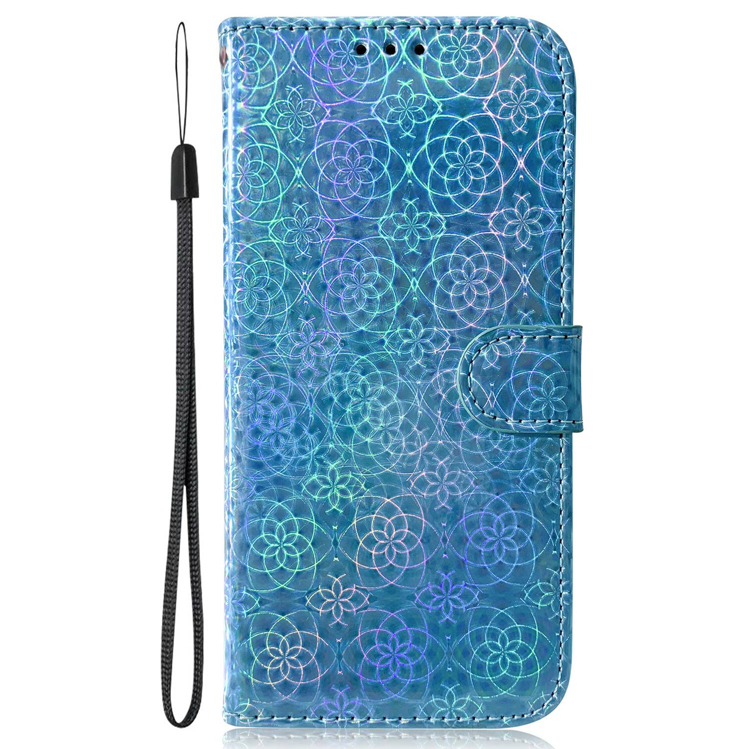 For Google Pixel 7a PU Leather Dazzling Flower Pattern Wallet Case Stand Magnetic Closure Bump Proof Flip Phone Cover with Strap