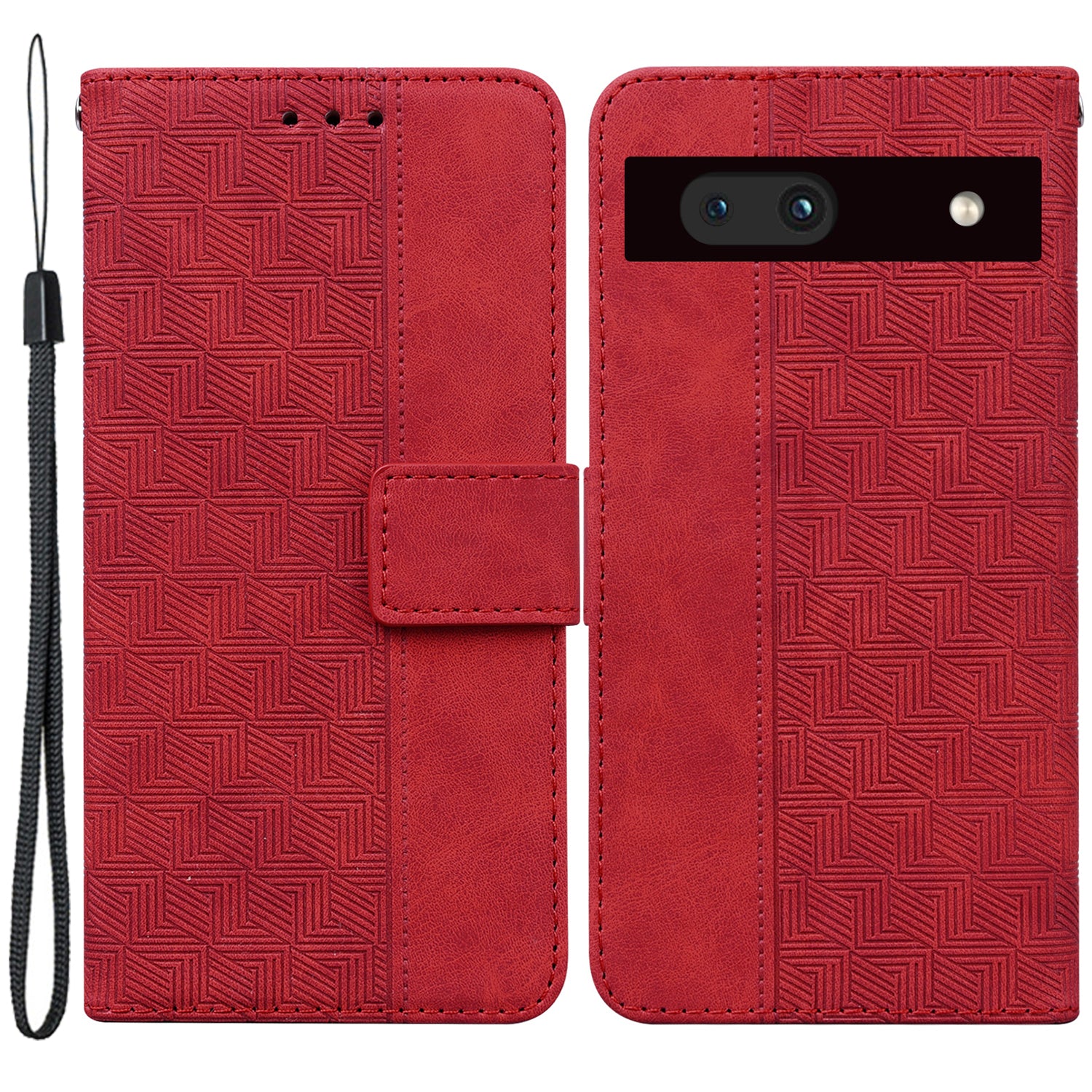Imprinted Geometry Pattern Phone Case for Google Pixel 7a Anti-Scratch PU Leather Magnetic Closure Wallet Stand Phone Cover