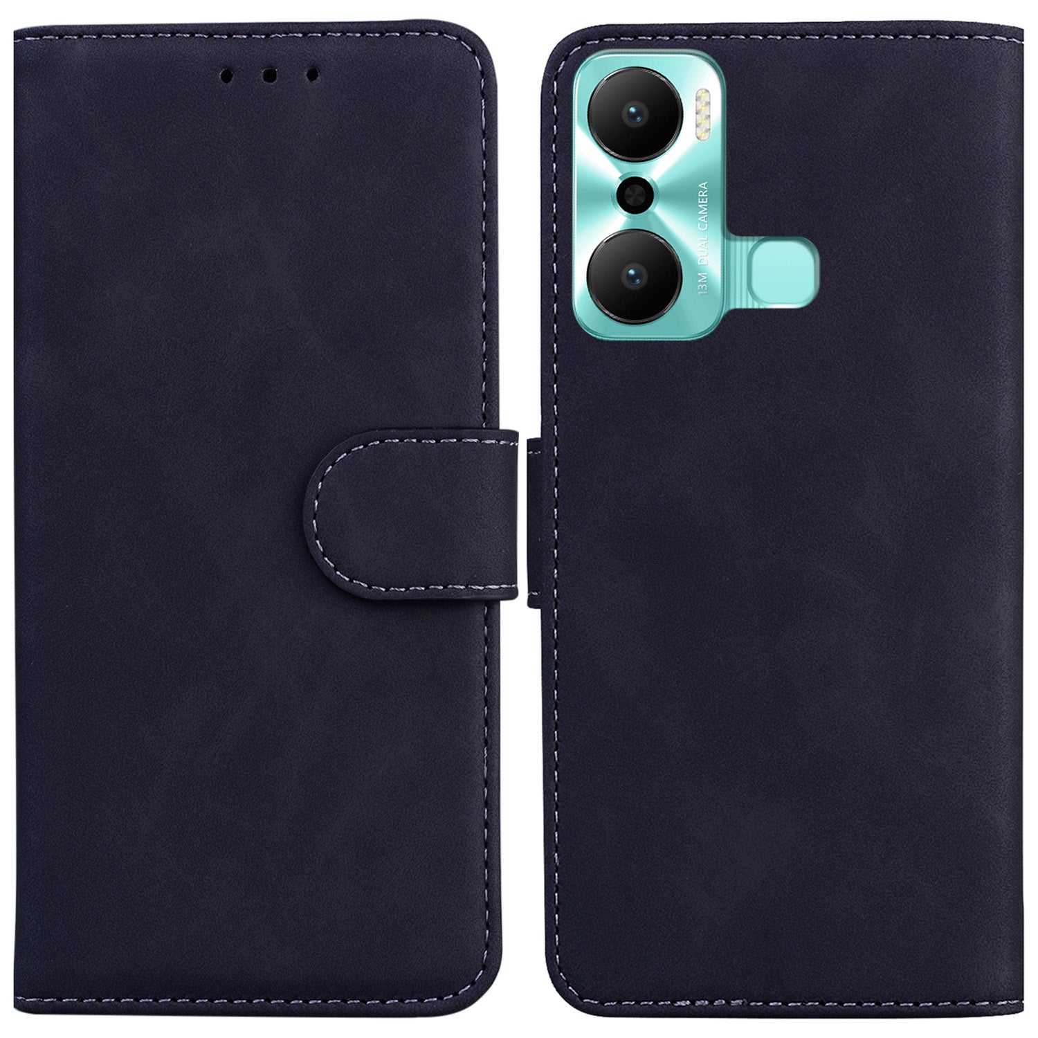 For Infinix Hot 20 Play 4G Solid Color PU Leather Wallet Phone Case Shockproof Phone Stand Cover