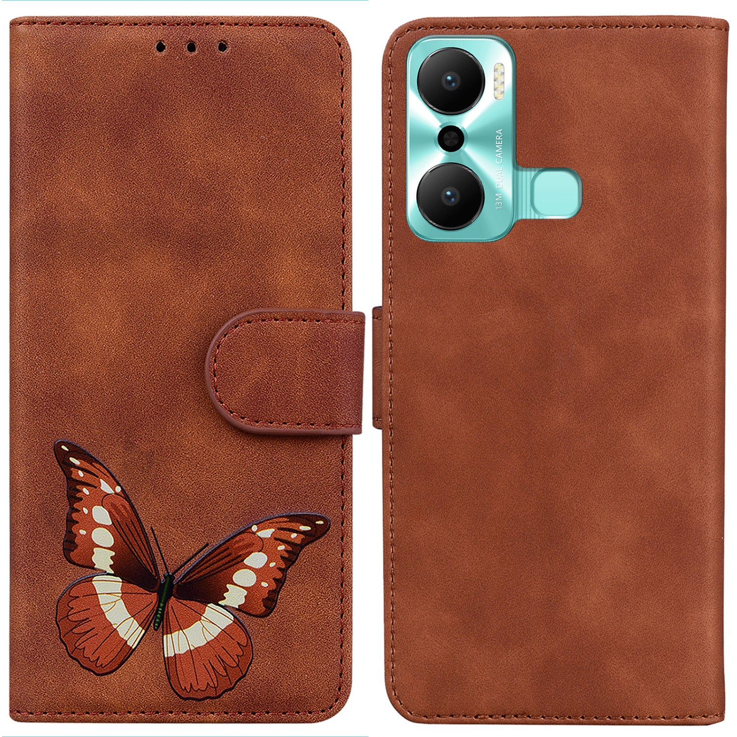Butterfly Pattern Printing Wallet Phone Case for Infinix Hot 20 Play 4G Full Coverage TPU PU Leather Skin-touch Feeling Phone Cover