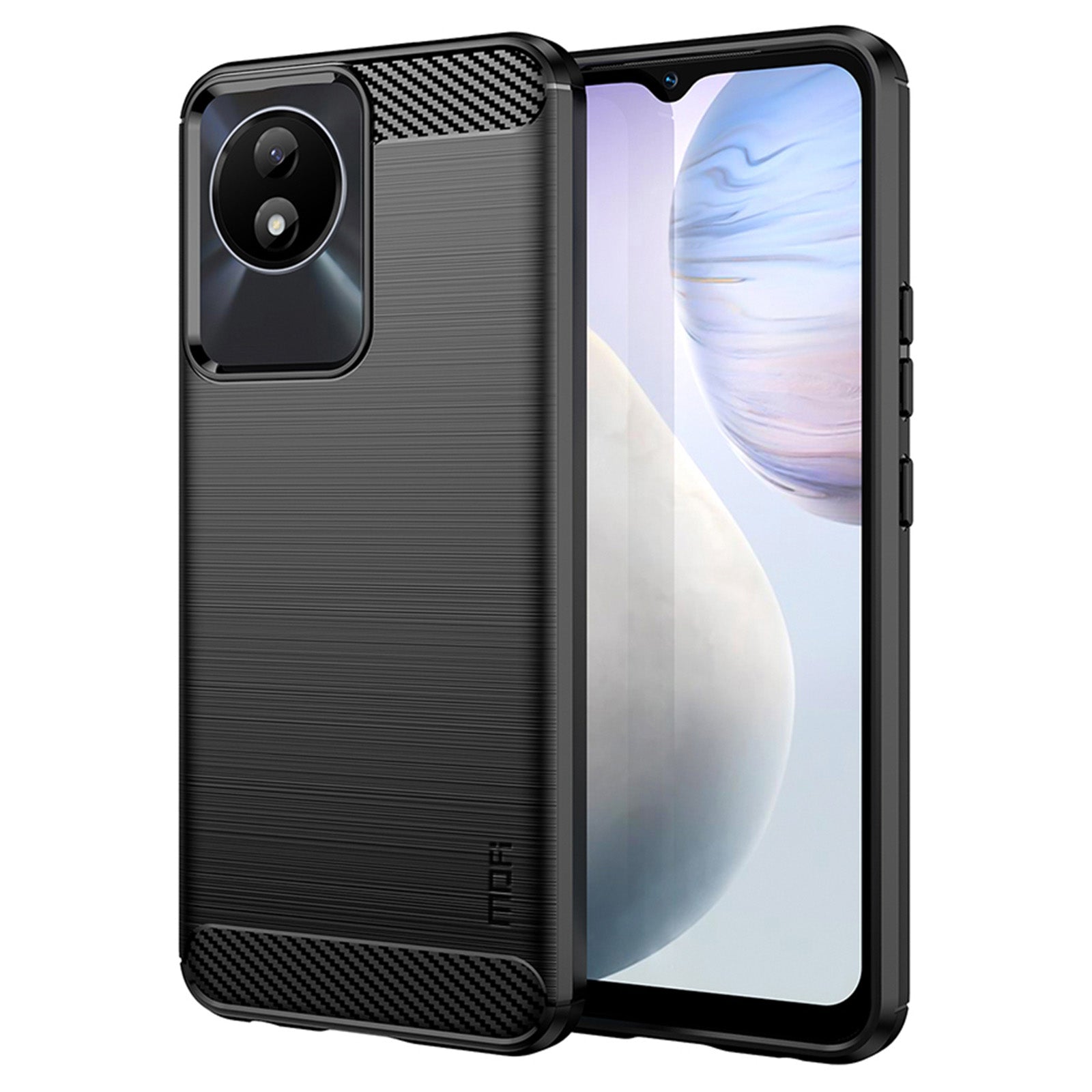 MOFI JK TPU Series-1 for vivo Y02 4G Slim Phone Case Carbon Fiber Brushed Anti-scratch TPU Phone Back Cover