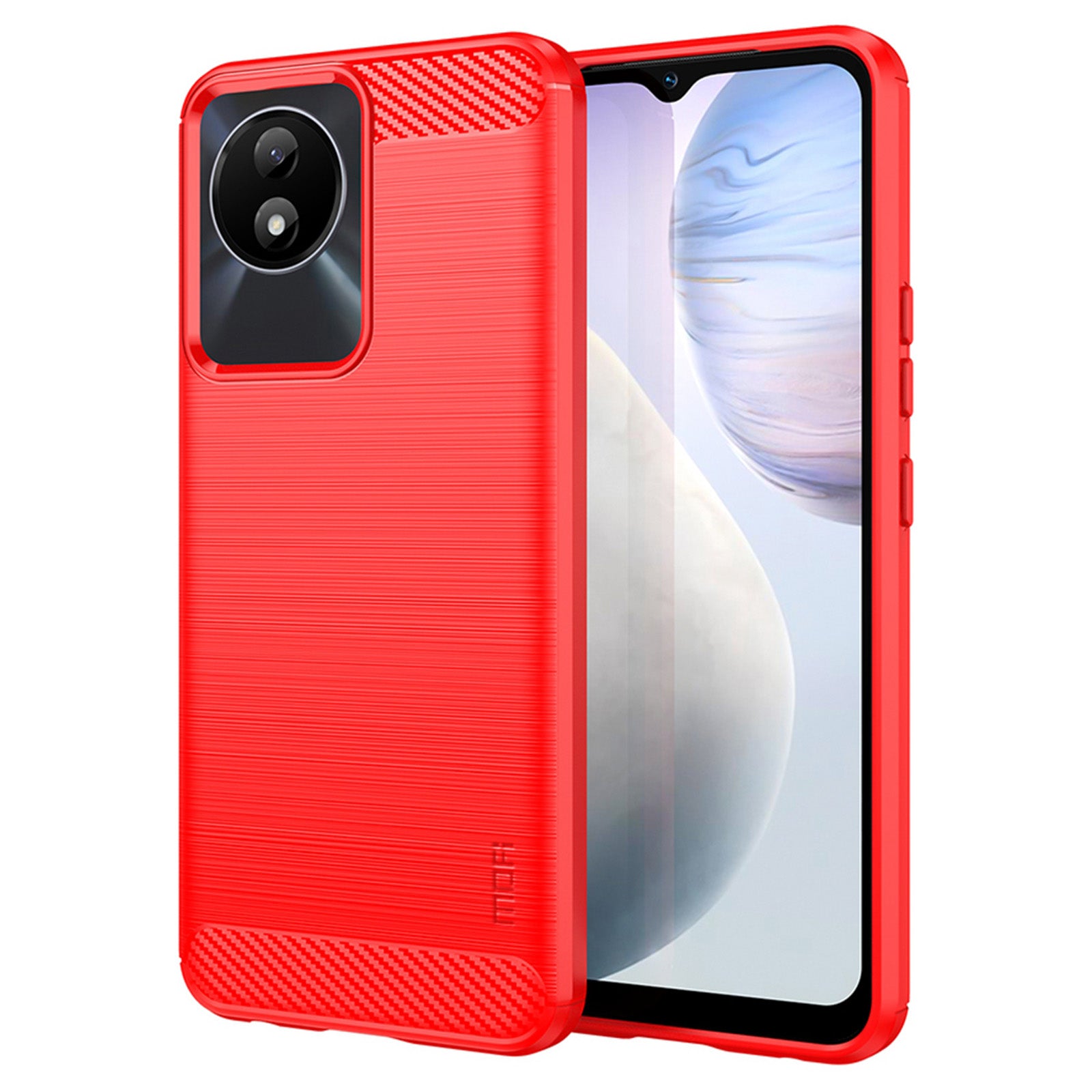 MOFI JK TPU Series-1 for vivo Y02 4G Slim Phone Case Carbon Fiber Brushed Anti-scratch TPU Phone Back Cover