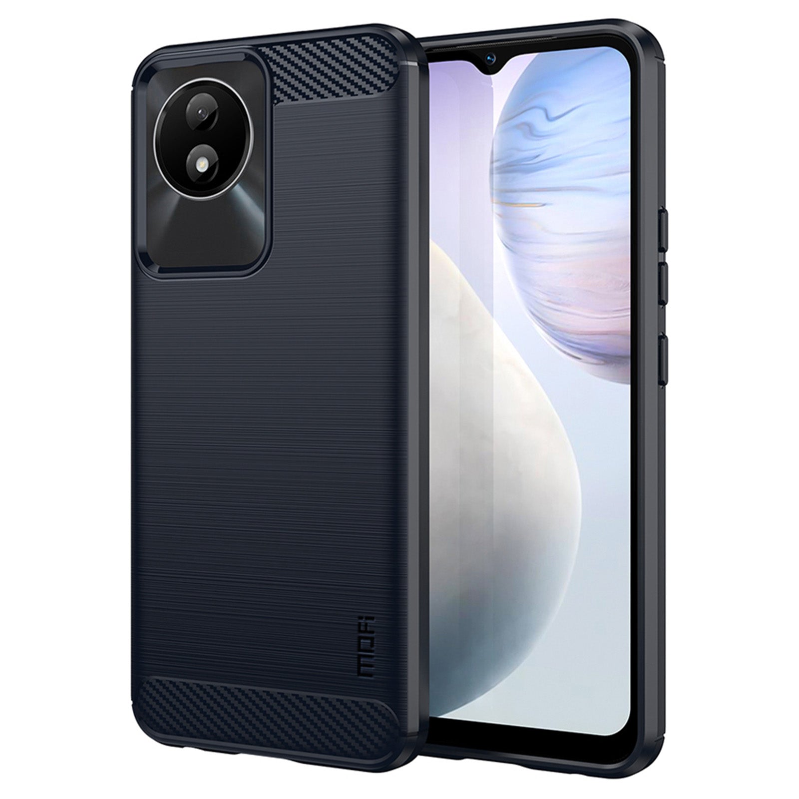 MOFI JK TPU Series-1 for vivo Y02 4G Slim Phone Case Carbon Fiber Brushed Anti-scratch TPU Phone Back Cover
