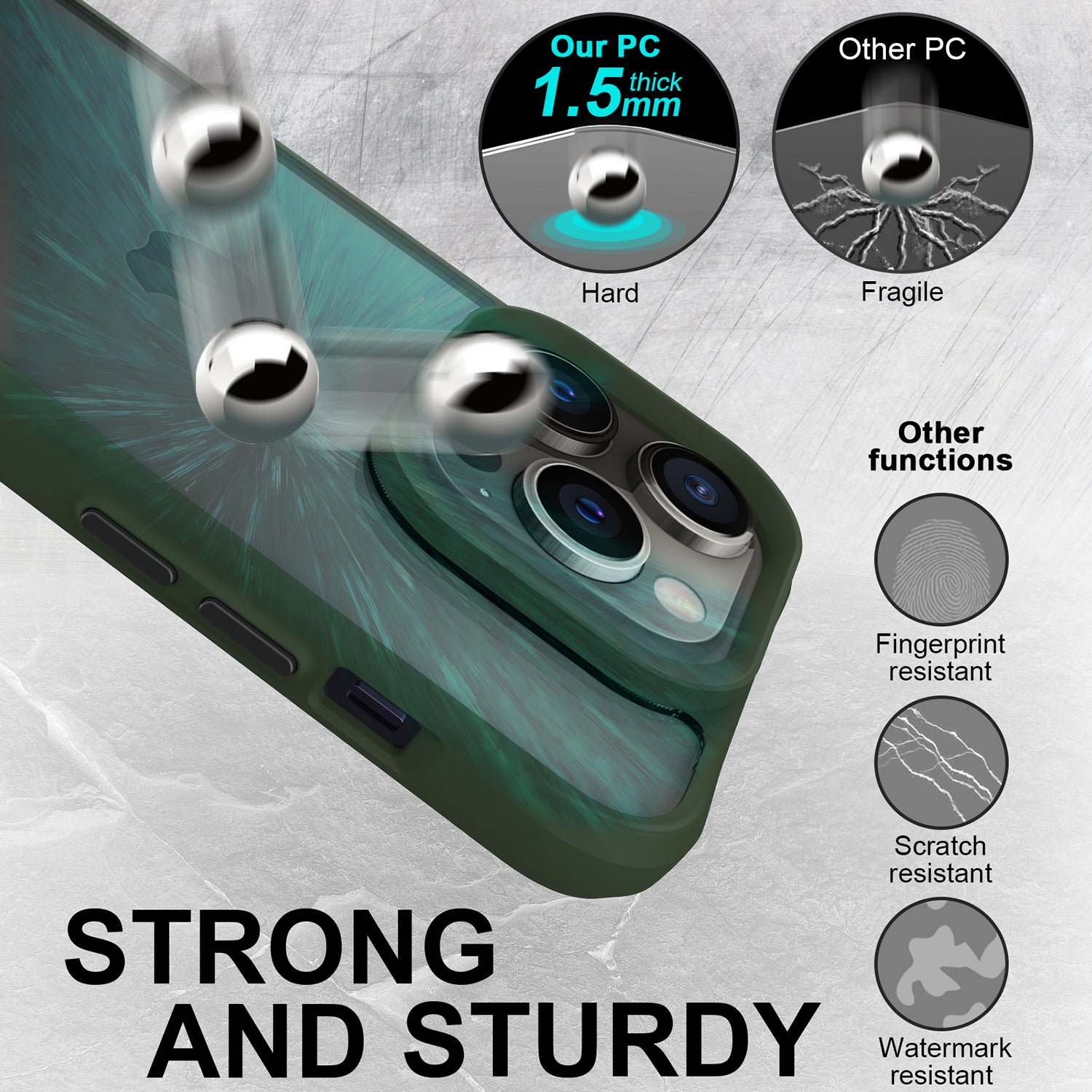 Combat X Mode For iPhone 14 Pro Max PC Back TPU Frame Hybrid Phone Case Clear Smartphone Cover