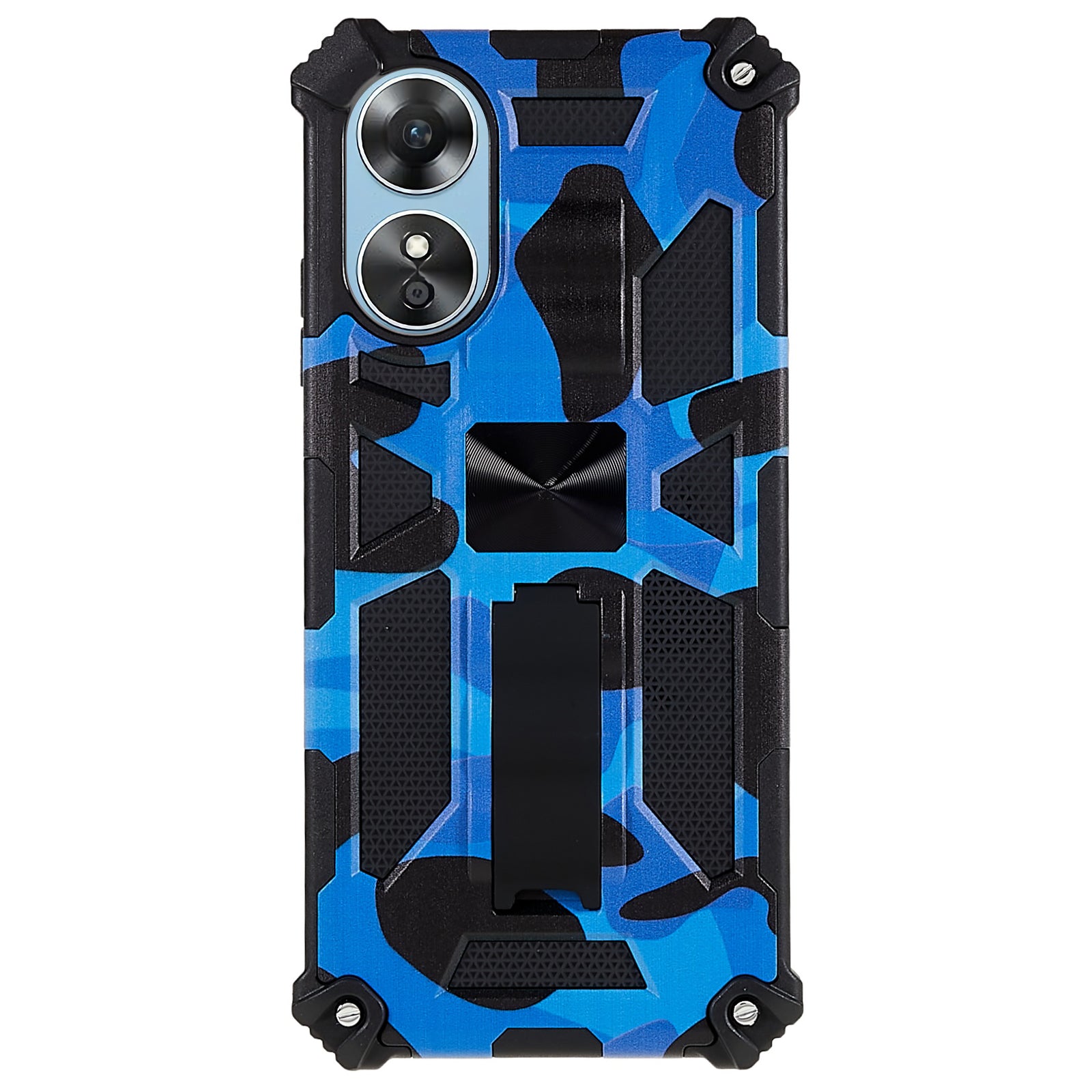 For Oppo A17 4G A17k 4G Camouflage Design Kickstand Anti-Scratch Cover Soft TPU Hard PC Double Protection Shockproof Phone Case