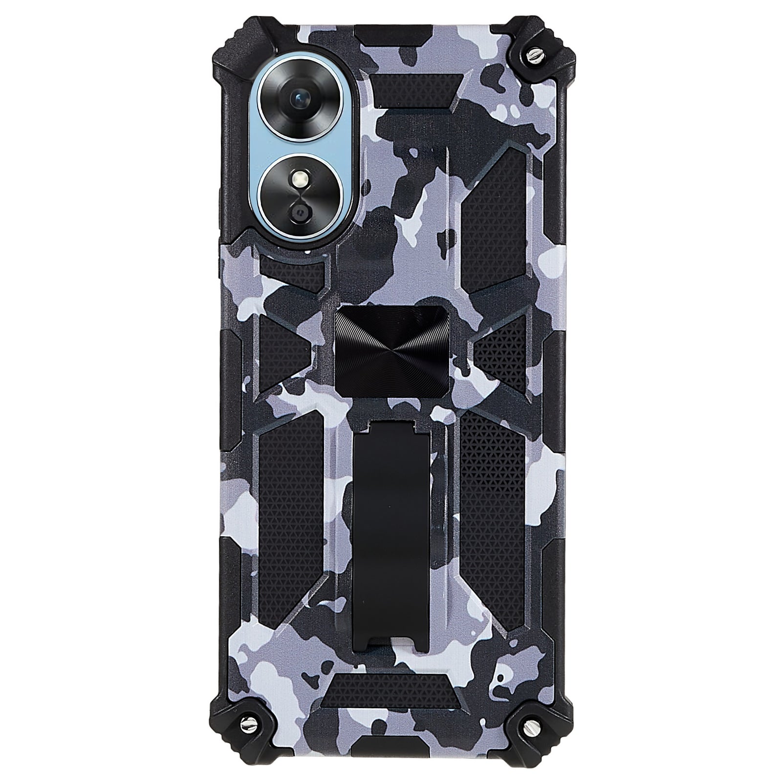 Pro Oppo A17 4G A17k 4G Maskovací design Stojánek Kryt proti poškrábání Měkký TPU Pevný PC Dvojitá ochrana Nárazuvzdorné pouzdro na telefon