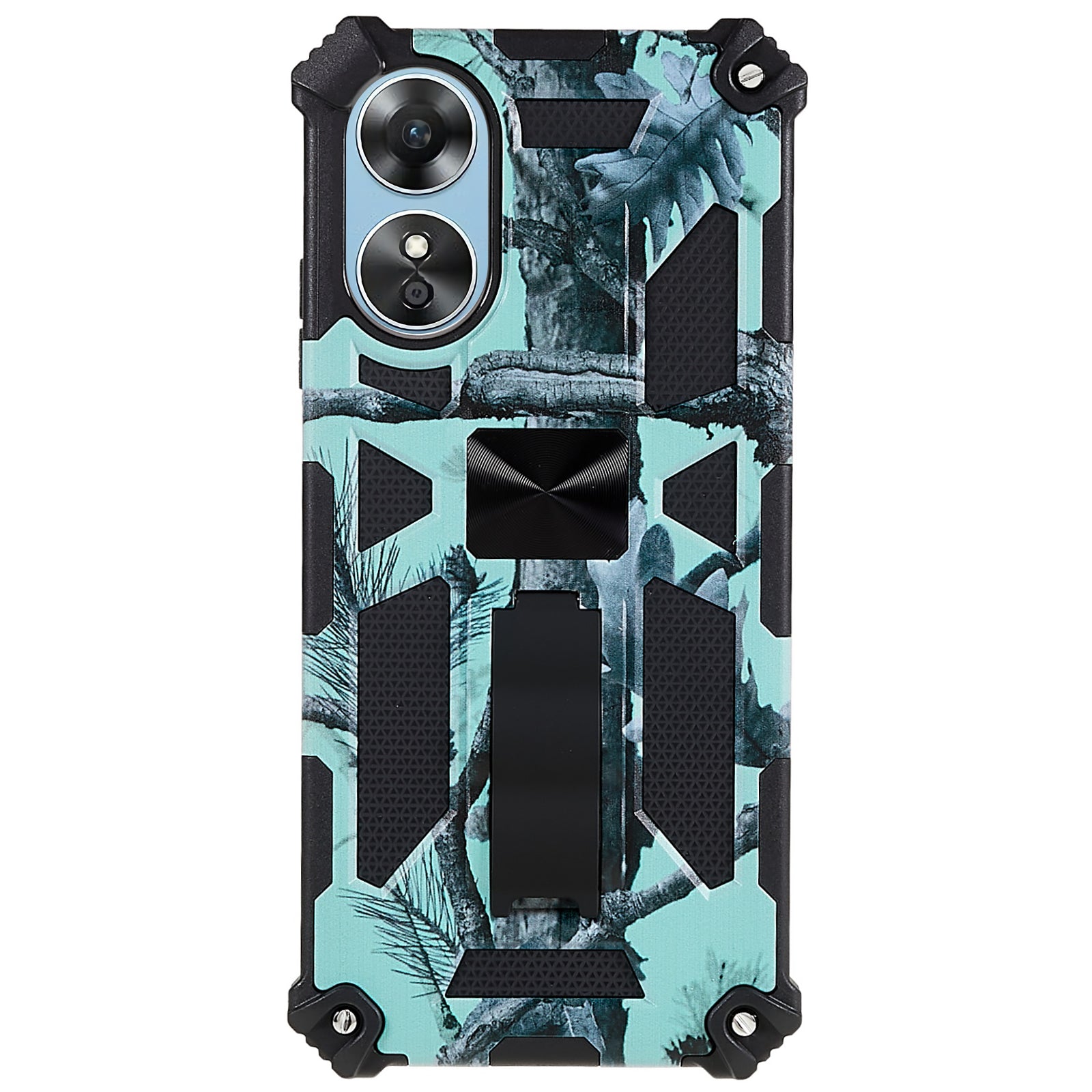 Pro Oppo A17 4G A17k 4G Maskovací design Stojánek Kryt proti poškrábání Měkký TPU Pevný PC Dvojitá ochrana Nárazuvzdorné pouzdro na telefon