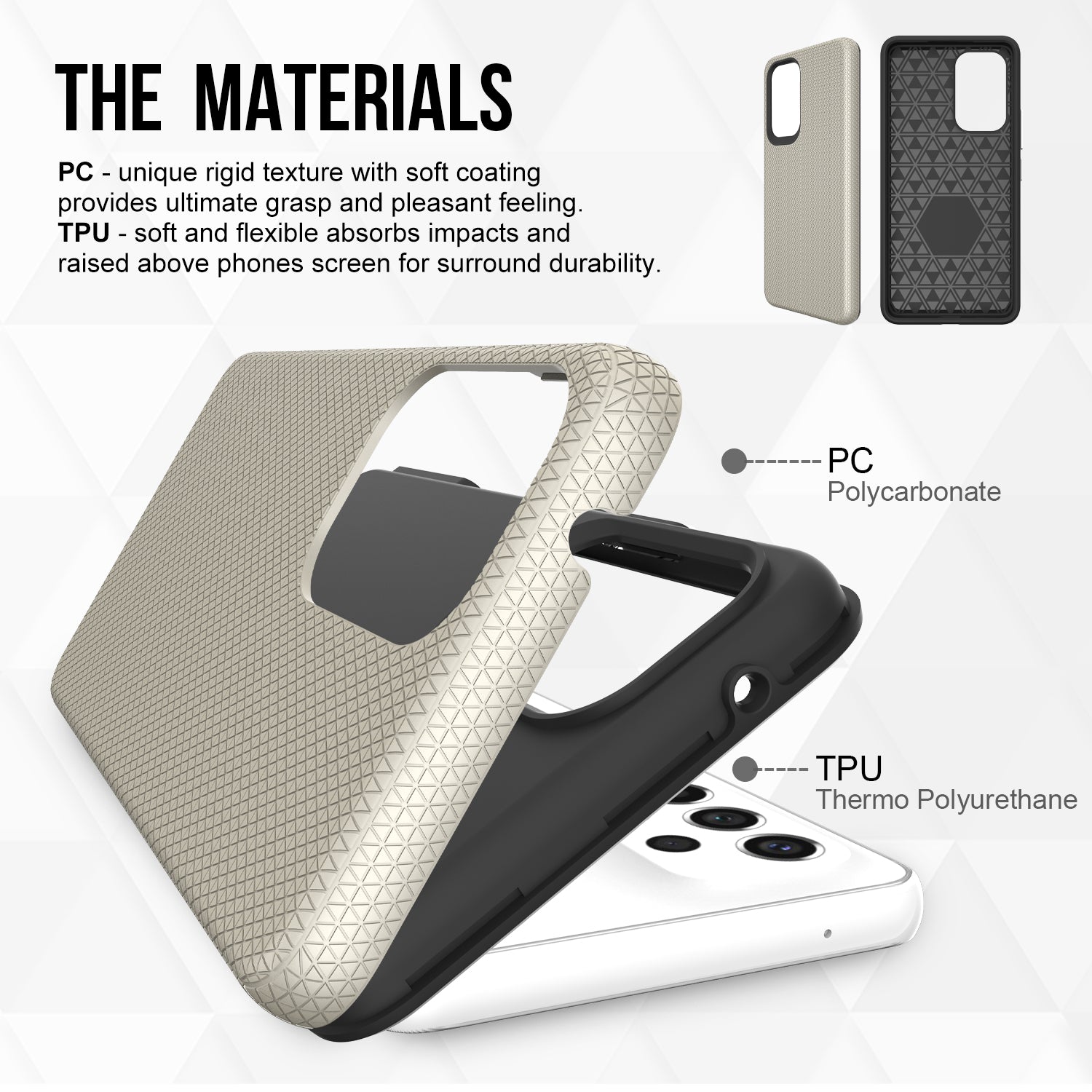 Pro Samsung Galaxy A53 5G Ochranný kryt Triangle Military Grade TPU PC Hybrid Case odolné proti pádu Zadní kryt