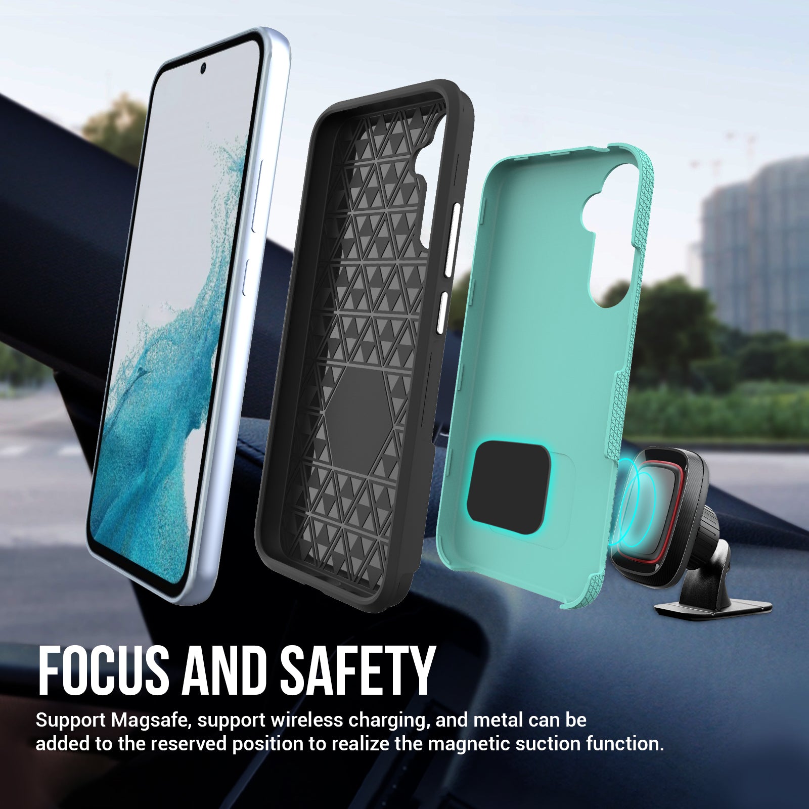 For Samsung Galaxy A34 5G TPU PC Hybrid Case Protective Shell Triangle Military Grade Drop-proof Back Cover