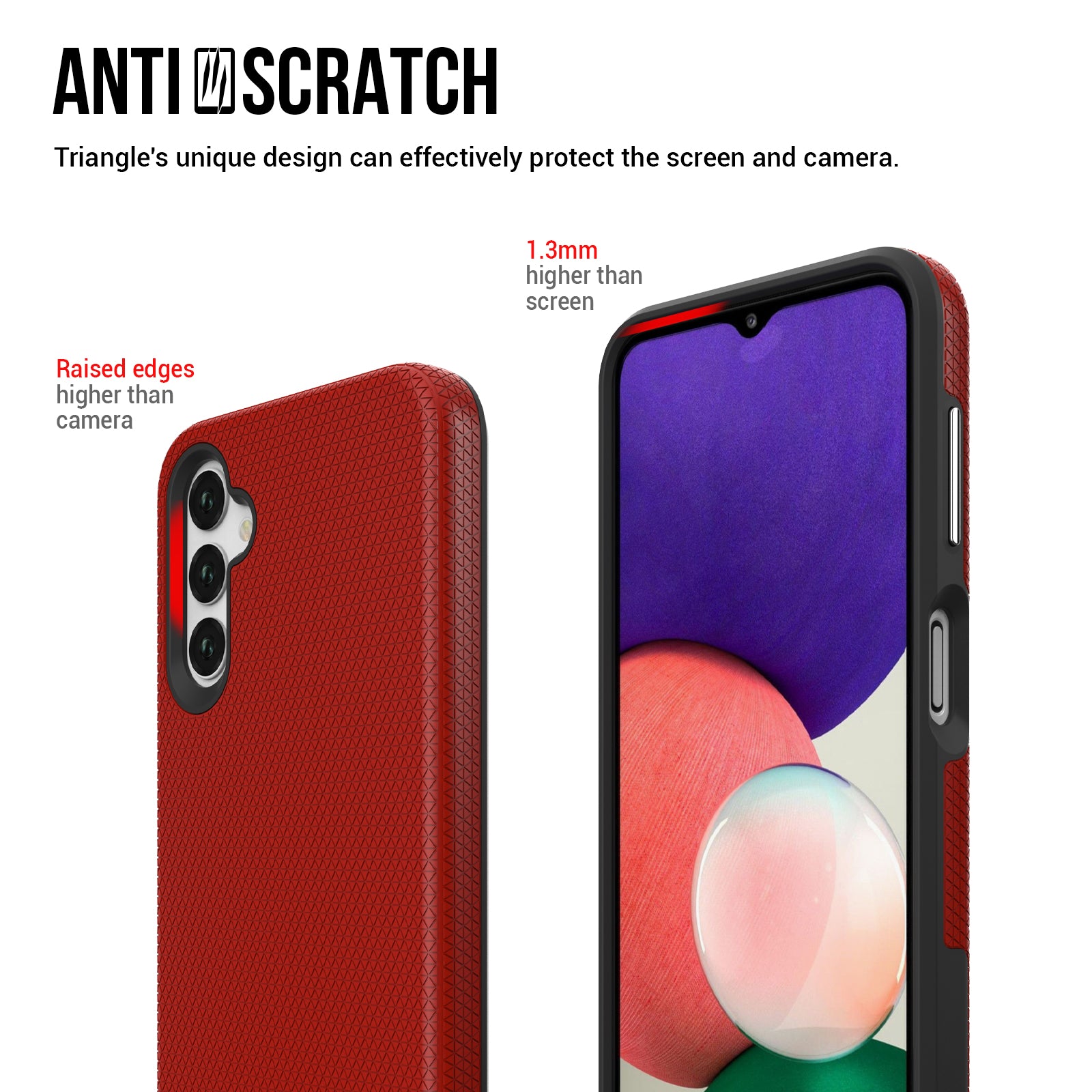 TPU PC Cover for Samsung Galaxy A14 5G Hybrid Case Triangle Military Grade Drop-proof Back Shell