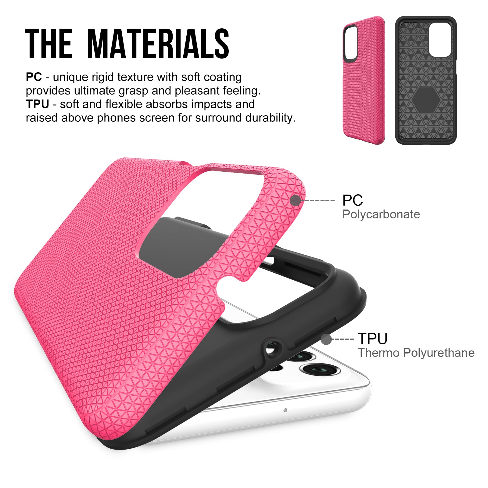 Pro Samsung Galaxy A23 4G 5G (globální verze) Protiskluzové pouzdro na hybridní telefon TPU PC s vojenskou kvalitou zadní kryt mobilního telefonu proti pádu