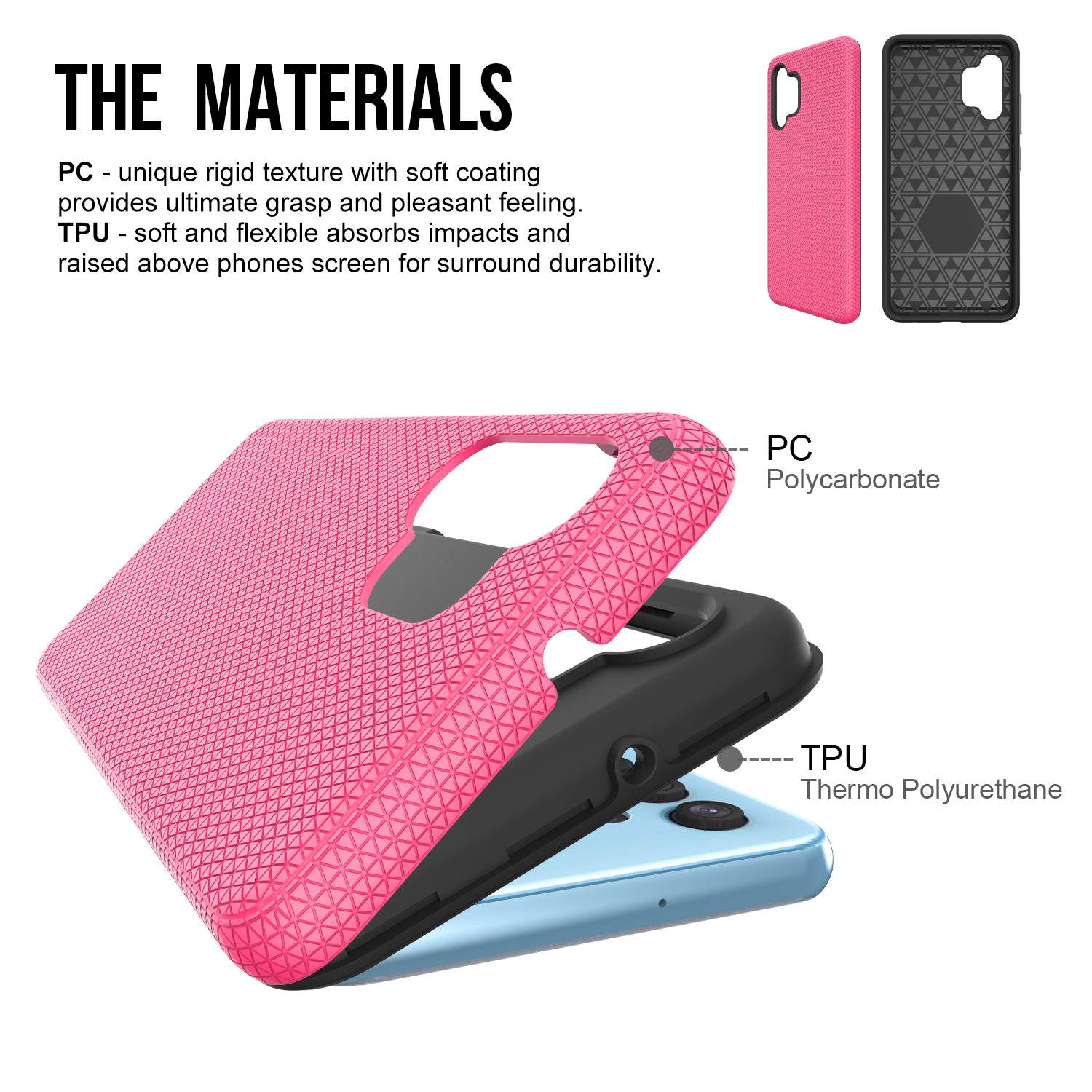 Pro Samsung Galaxy A32 4G (EU verze) TPU PC pouzdro odolné proti pádu ve vojenské kvalitě