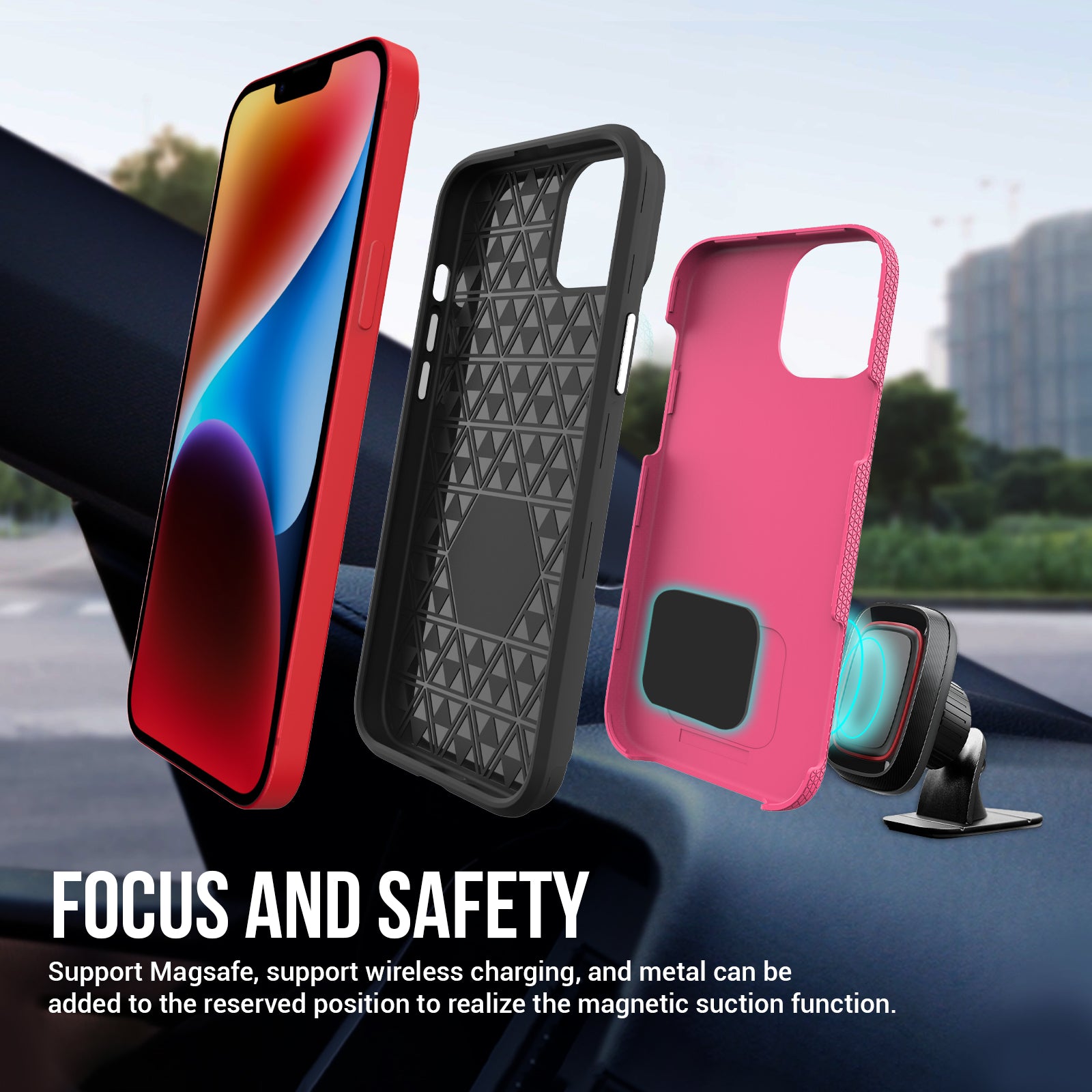 Anti-scratch Phone Case For iPhone 14 Triangle Heat Dissipation TPU PC Military Grade Drop-proof Back Cover